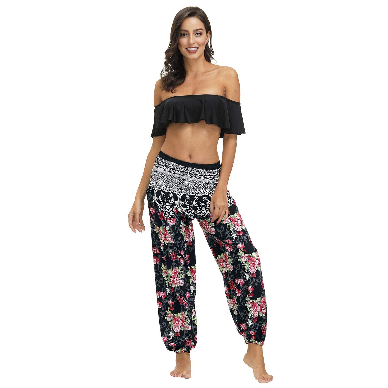 Women's Harem Pants - Flowy Boho Yoga Lounge Pants with Wide Leg for Comfort & Style | Perfect for Yoga, Meditation, and Casual Wear
