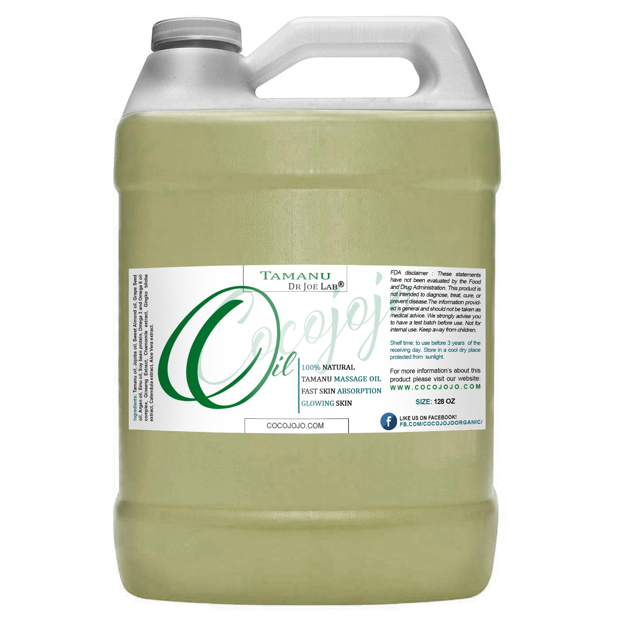 Premium Tamanu Massage Oil - 1 Gallon for Massage Therapy & Aromatherapy | Moisturizing, Hydrating & Soothing Body Oil for Muscle Pain Relief, Stress Reduction & Couples Massage | Ideal for Spa, Home Relaxation & Professional Use
