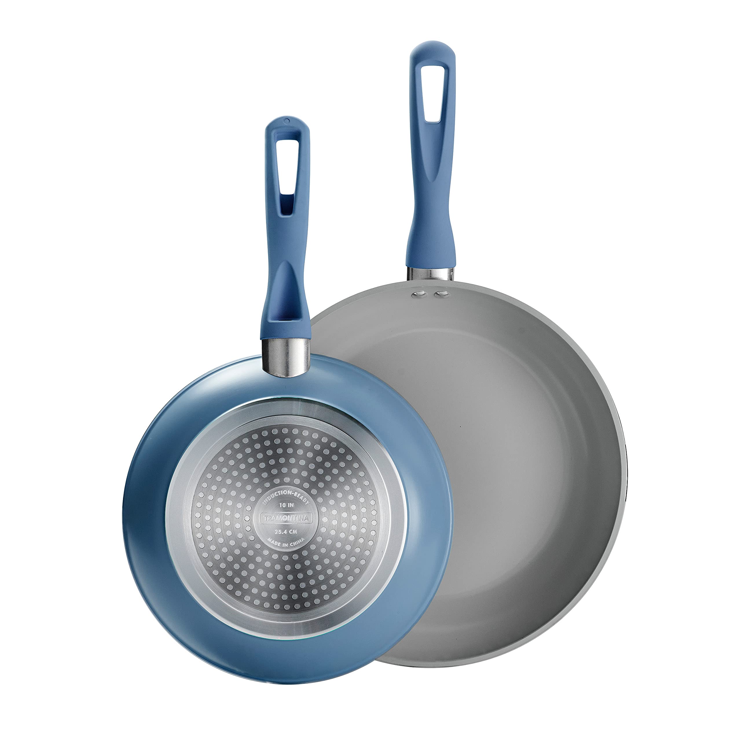 Tramontina 10 & 12-Inch Ceramic Nonstick Frying Pan Set - Heavy-Gauge Aluminum Skillet with PFOA-Free Coating, Oven & Dishwasher Safe Cookware (Blue, 2-Pack) for Sauteing, Frying & Baking at Home