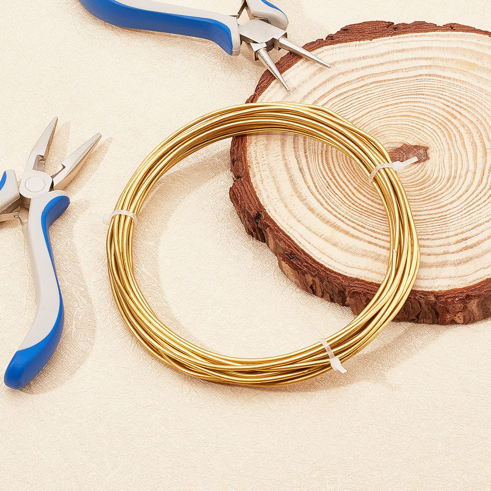 BENECREAT 12 Gauge 16.4 Feet Round Pure Copper Wire - Gold Brass Craft Wire for Jewelry Making, Beading, DIY Projects - Perfect for Necklaces, Bracelets, and Home Decor