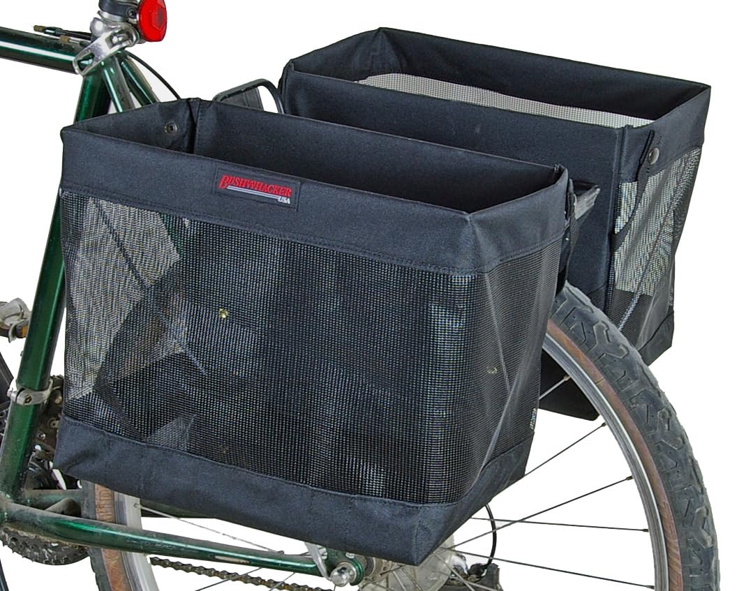 Bushwhacker Omaha Foldable Bicycle Panniers – Waterproof Bike Rack Bags & Basket for Groceries – Easy 3-Point Mounting System – Rear Bike Bags for Commuting, Shopping & Outdoor Adventures – Perfect for Urban Cycling, Farmers Market Trips & Daily Errands