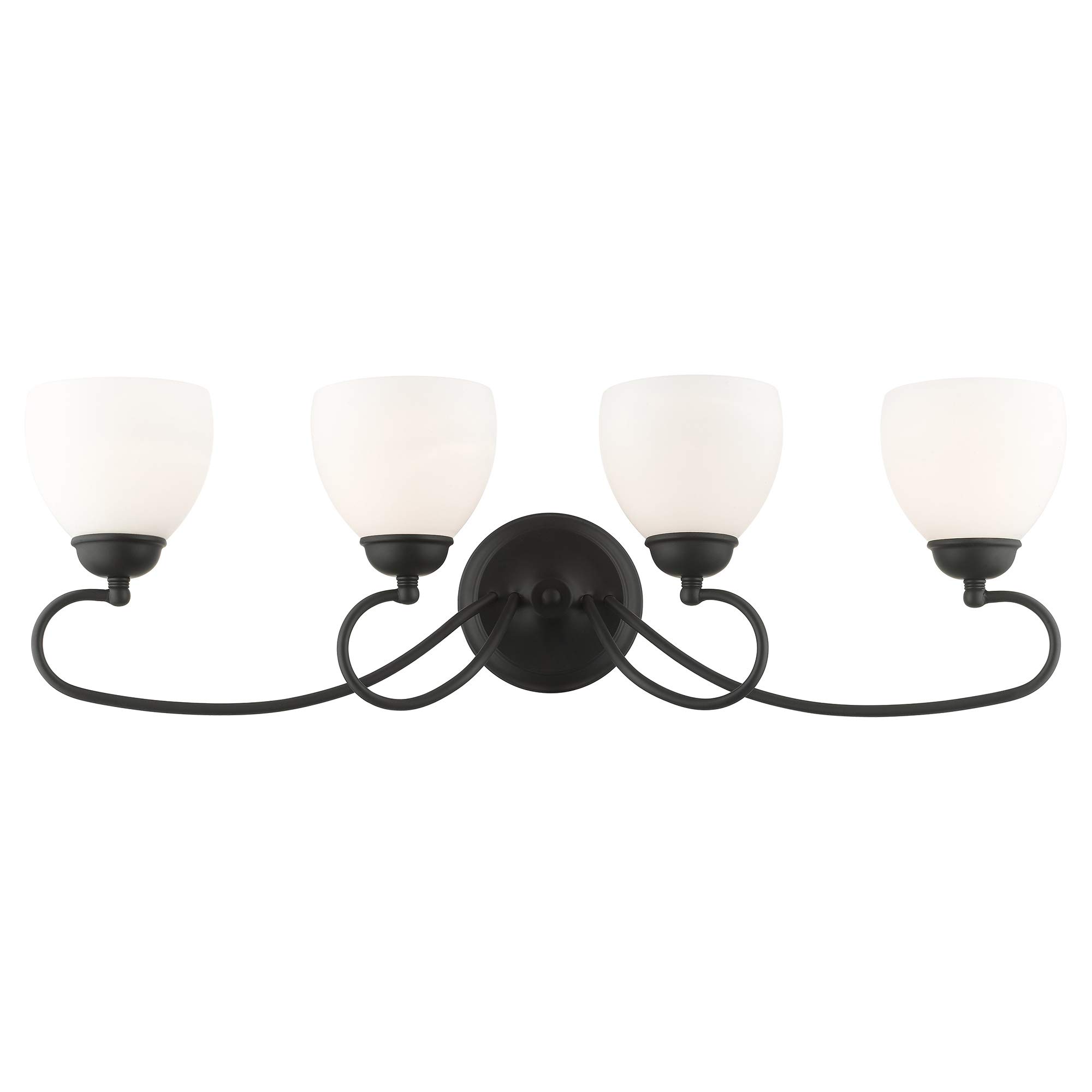 Livex Lighting 4754-04 Brookside 4-Light Bathroom Vanity Light Fixture in Black - Perfect for Bathroom, Powder Room & Dressing Area Lighting