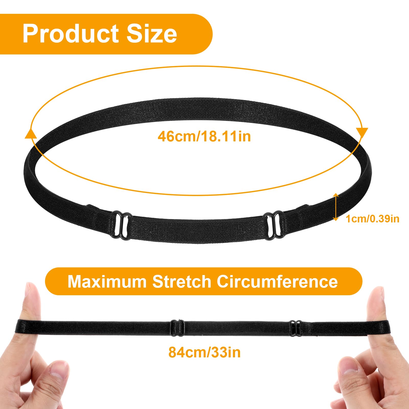 6 Pack Adjustable Elastic Sports Headbands for Women & Men - Non-Slip Thin Soccer Headbands for Running, Yoga, Workout & Exercise - Perfect Hair Accessories for Active Lifestyles (Black)