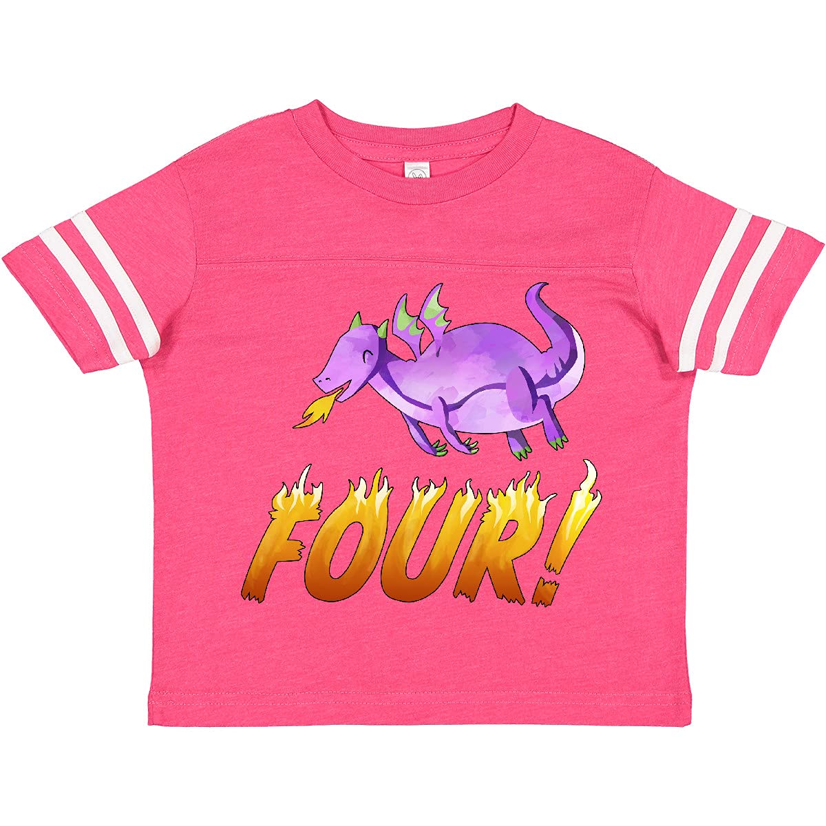 inktastic 4 Fourth Birthday Toddler T-Shirt - Purple Dragon Breathing Fire Design for Boys & Girls, Perfect for Birthday Parties & Casual Play