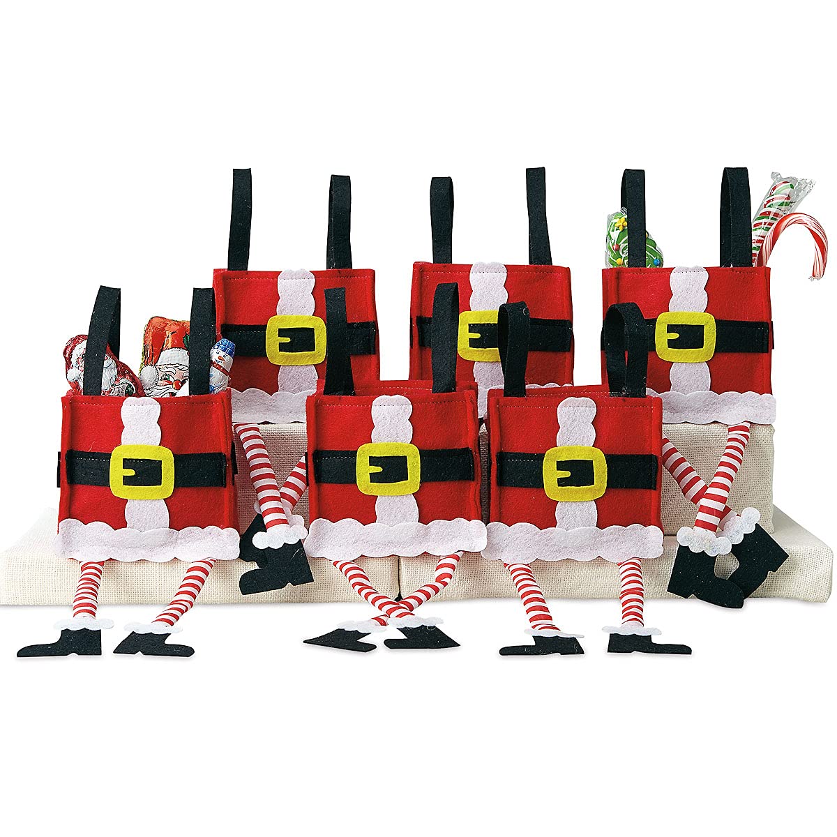 Santa Pants Christmas Treat Bags - Set of 6 Holiday Gift Bags for Kids, Classroom Parties, Teacher Gifts & Festive Decorations | Perfect for Christmas Celebrations, School Events & Holiday Gift Giving