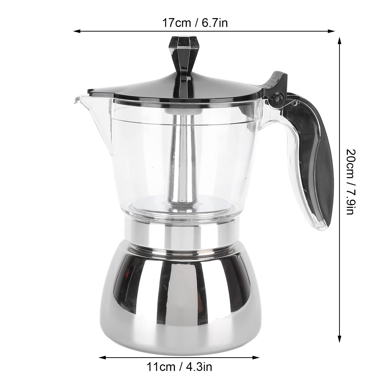 6-Cup Stainless Steel Italian Octagonal Moka Pot - Stovetop Espresso Maker with Ergonomic Handle for Home Brewing | Perfect for Coffee Lovers, Gifts & Camping Trips