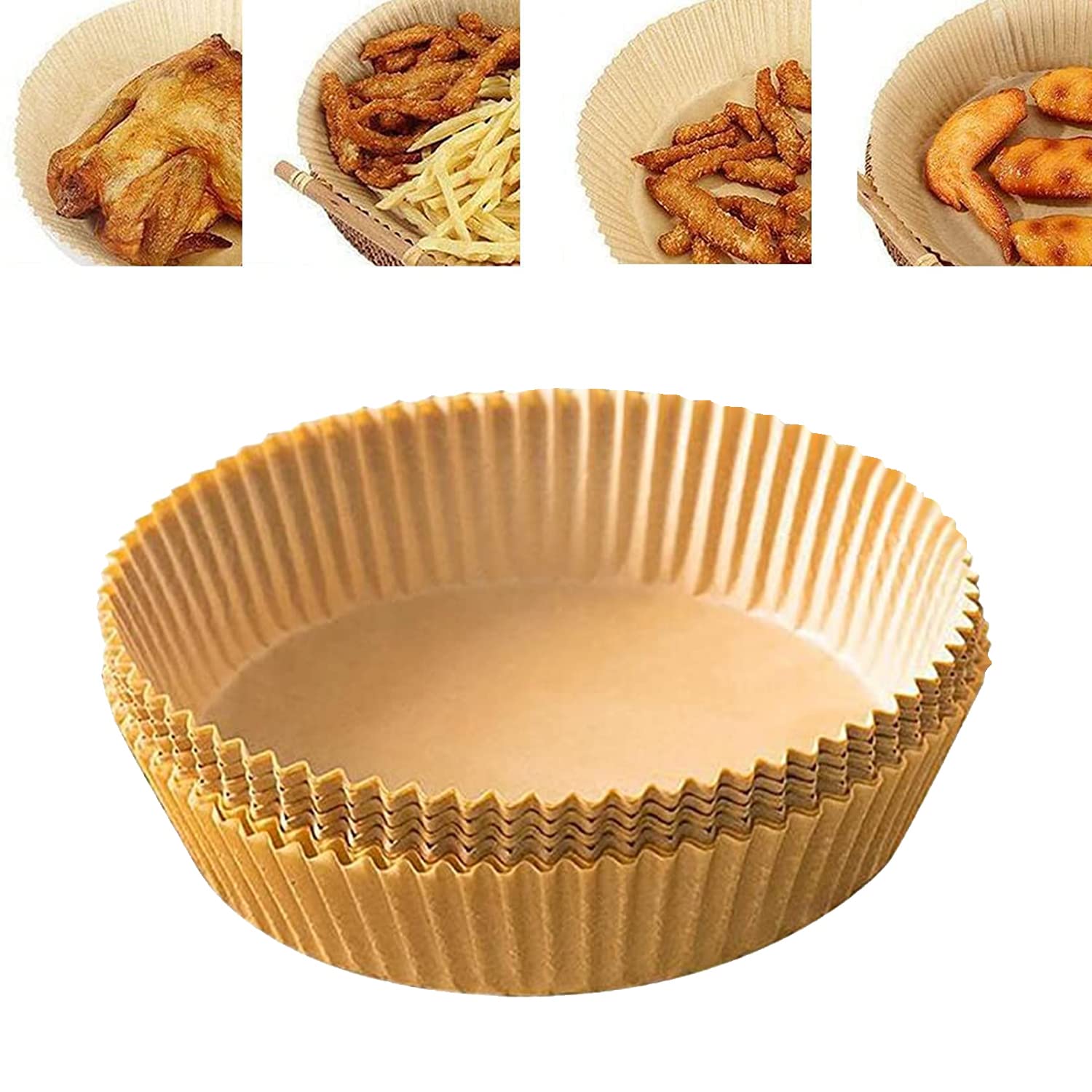 100pcs Air Fryer Disposable Paper Liners - Non-Stick, Oil-Proof Parchment Baking Sheets for Air Fryers & Microwave Ovens | Food Safe, Natural Unbleached | Perfect for Roasting, Baking & Reheating