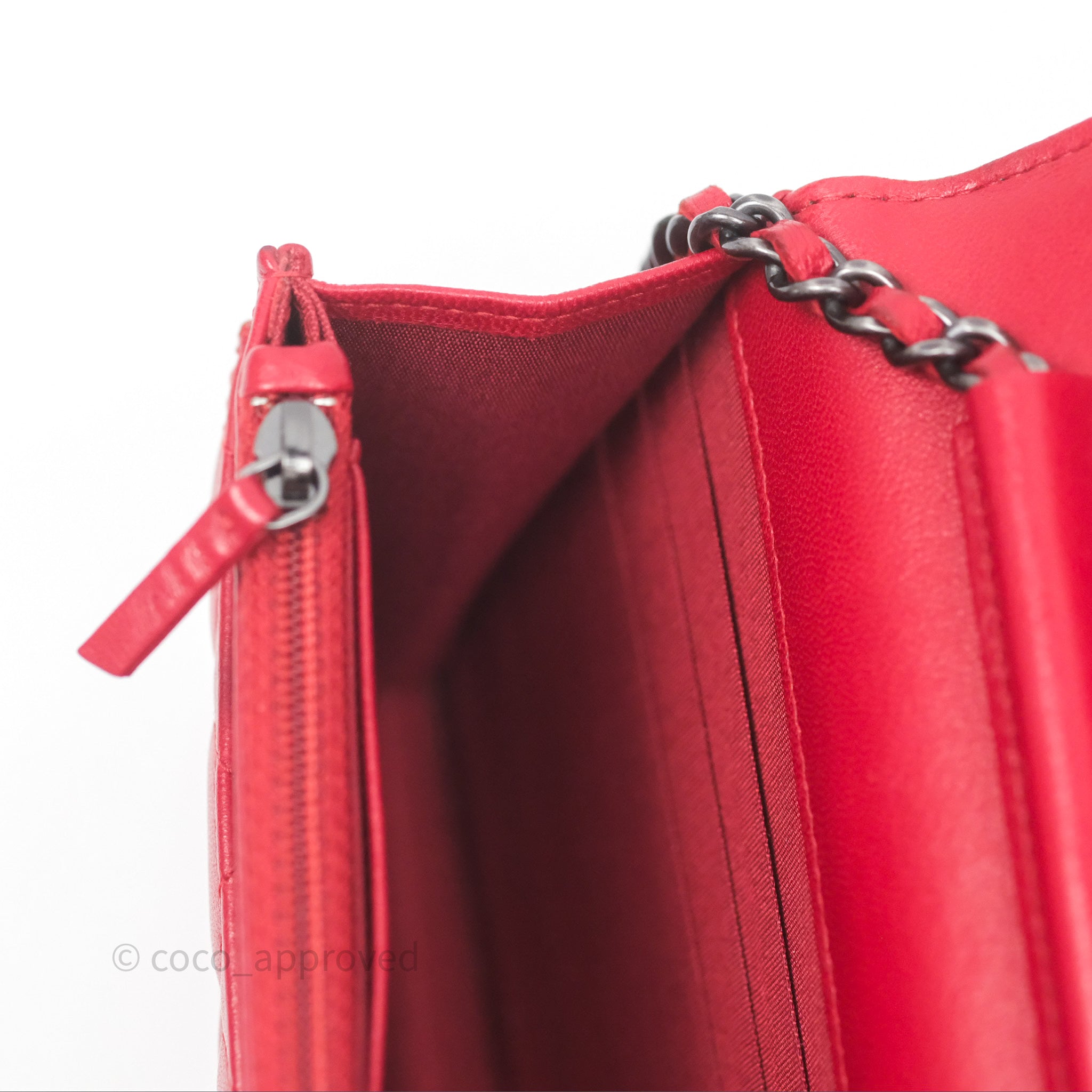 Chanel Boy Wallet on Chain WOC Red Lambskin Ruthenium Hardware - Luxury Crossbody Bag for Women, Perfect for Parties, Date Nights & Evening Events