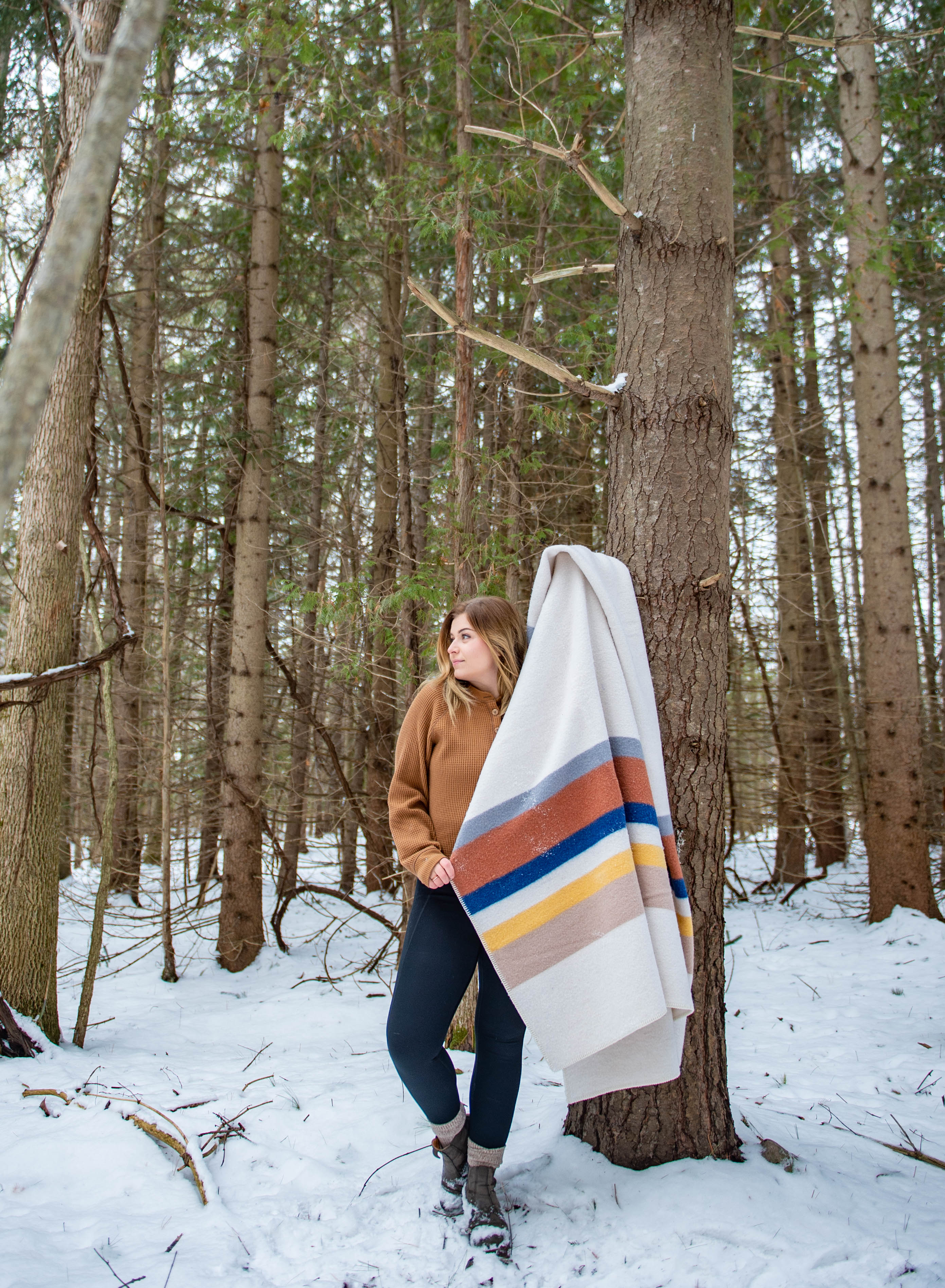 Premium Soft Wool Blanket - Cream Dunes Color - Cozy & Warm for Winter, Bedroom, Living Room, Camping & Outdoor Adventures