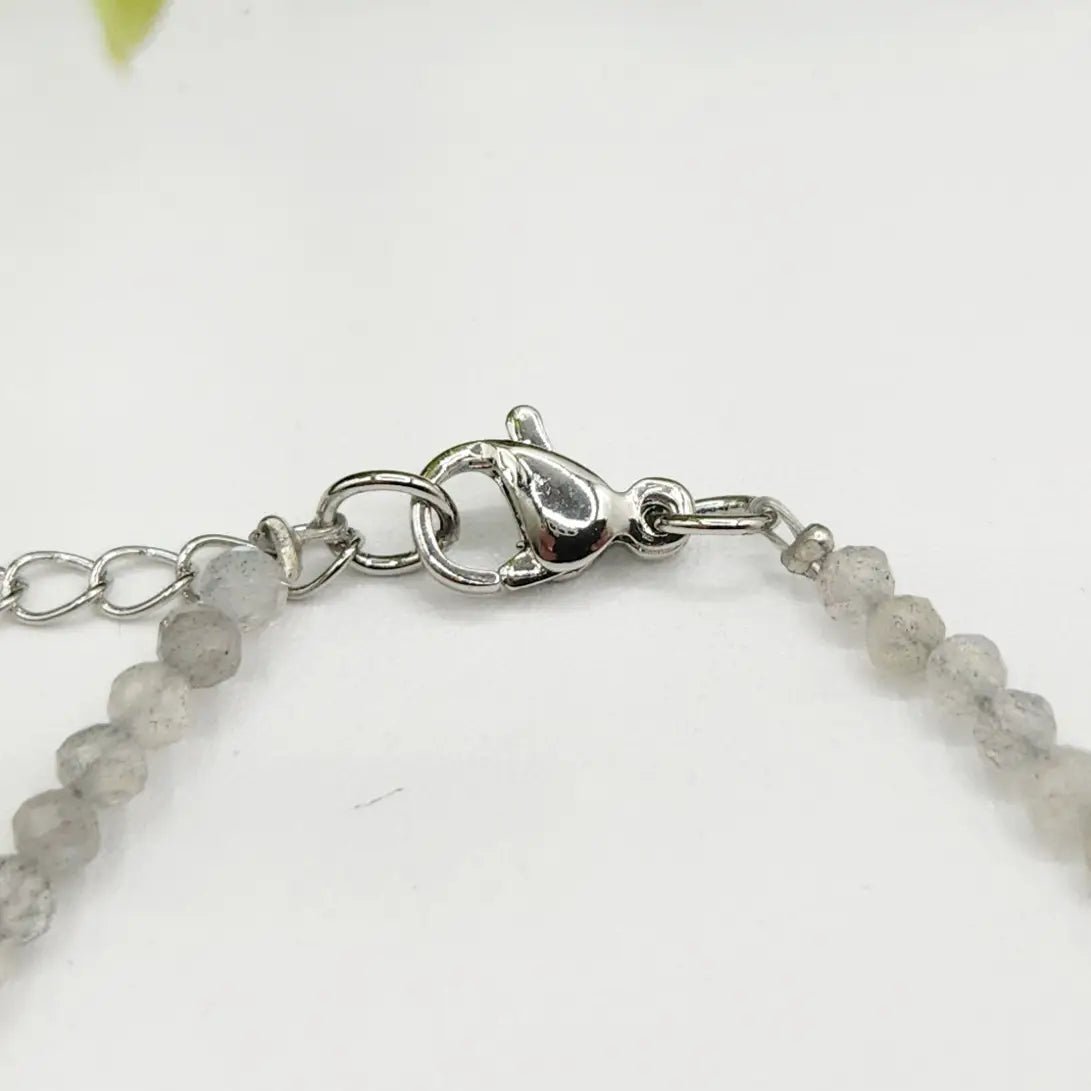 Labradorite 3mm Faceted Clasp Bracelet - Elegant Crystal Jewelry for Women, Healing Stone Beaded Bracelet | Perfect for Meditation, Yoga & Spiritual Gifts