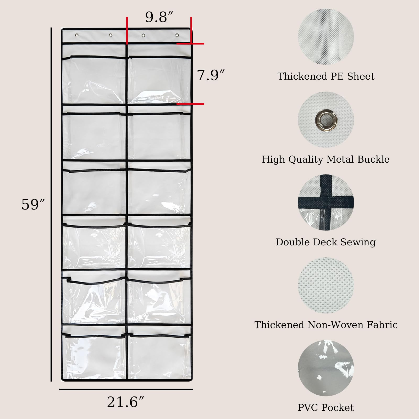 Breathable Mesh Over The Door Shoe Organizer - 12 Pockets for Men & Women - Clear Hanging Closet Storage for Shoes | Perfect for Small Spaces, Dorm Rooms & Entryway Organization