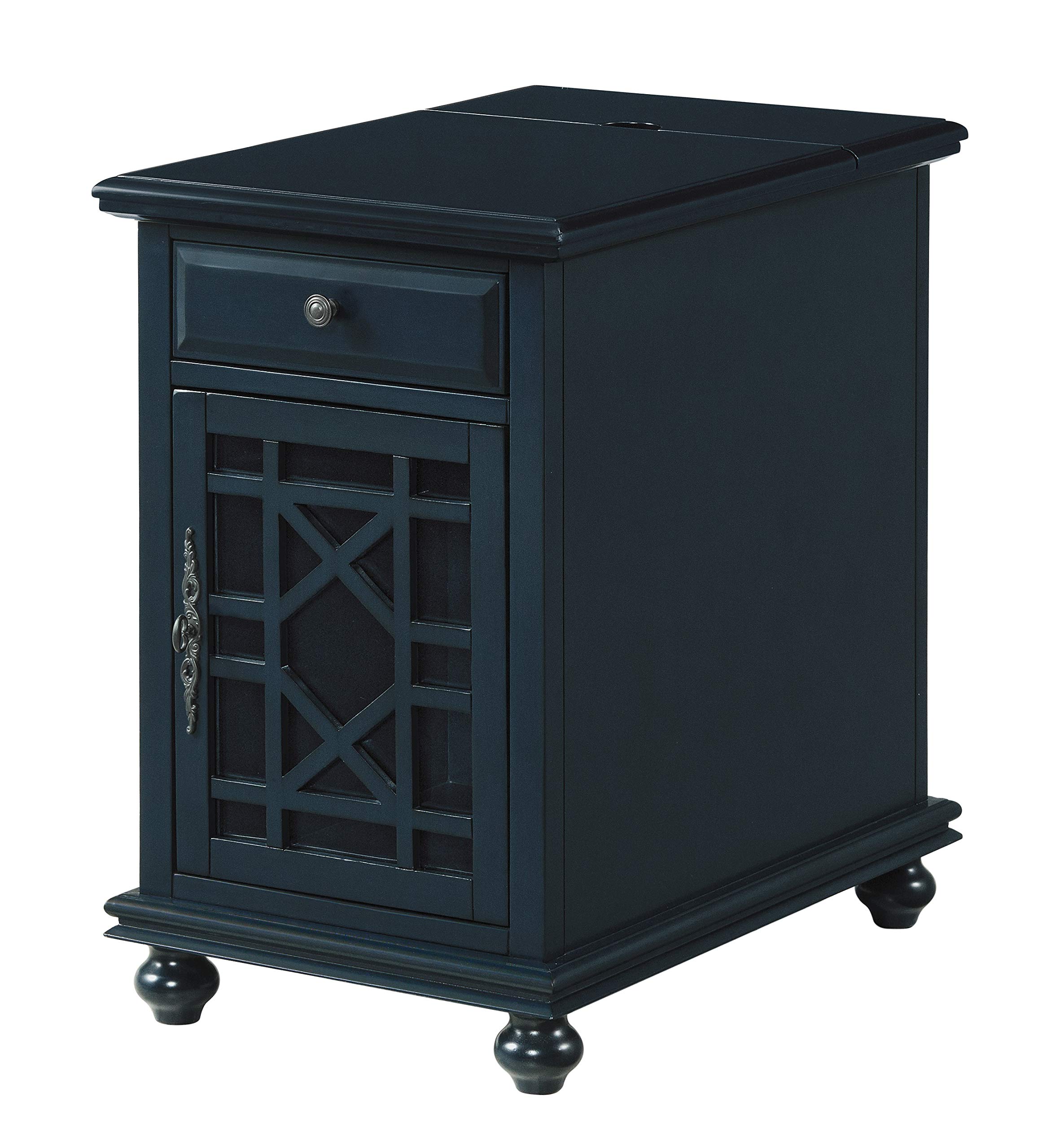 Elegant Catalina Blue Chairside End Table with Power Outlet by Martin Svensson - Perfect for Living Room, Bedroom or Office Use