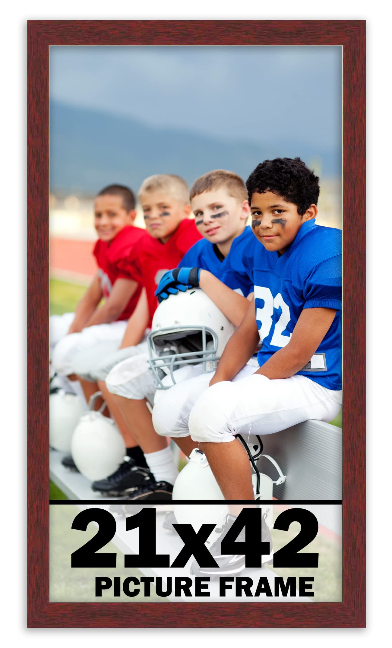 21x42 Inch Modern Brown Wood Picture Frame - Shatterproof UV Acrylic Front & Acid-Free Backing - Wall Display for Family Photos, Living Room Decor, Office Art - Includes Hanging Hardware (No Mat Included)