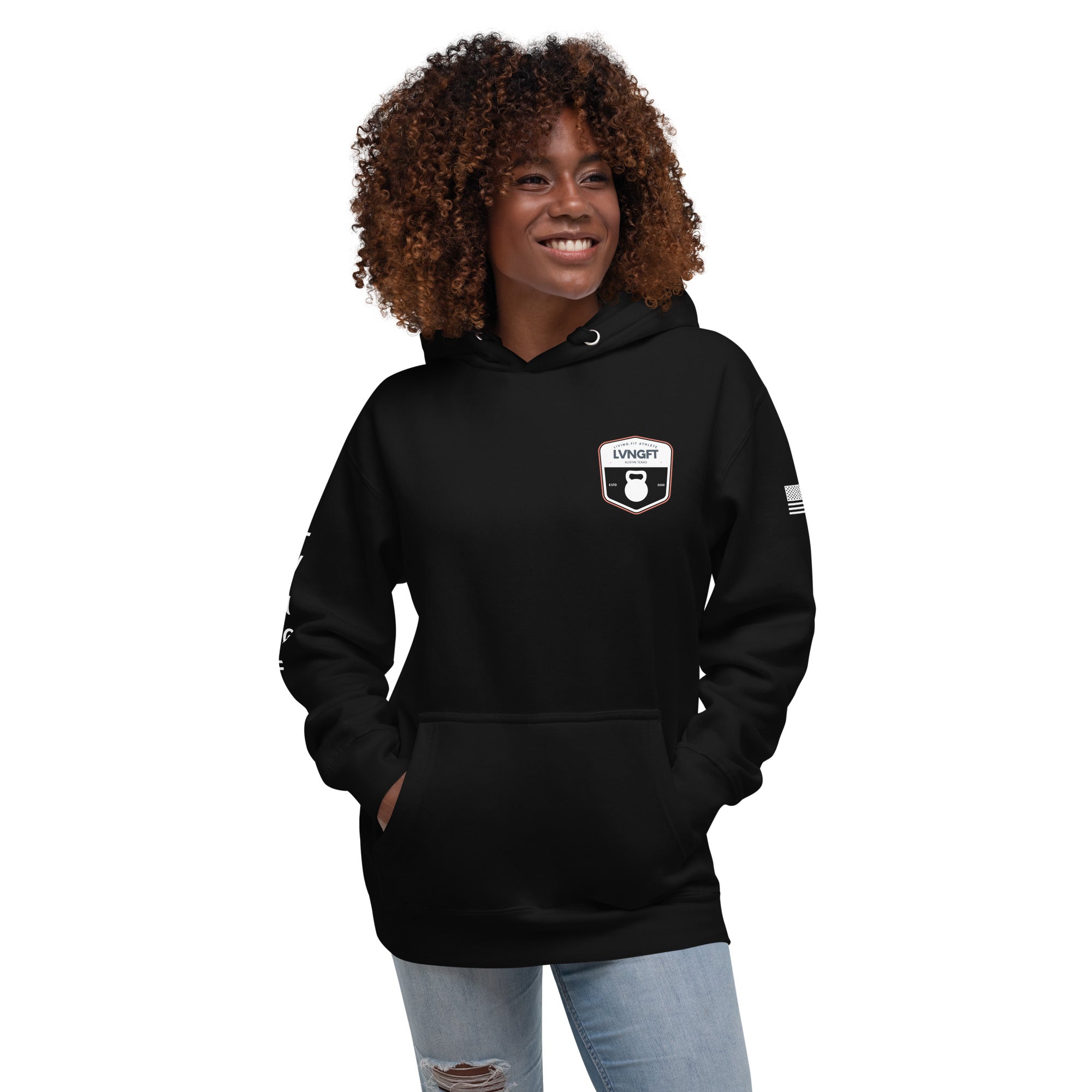 LVNGFT Kettlebell Badge Hoodie - Premium Workout Hooded Sweatshirt for Gym & CrossFit Training - Comfortable Fitness Apparel for Men & Women