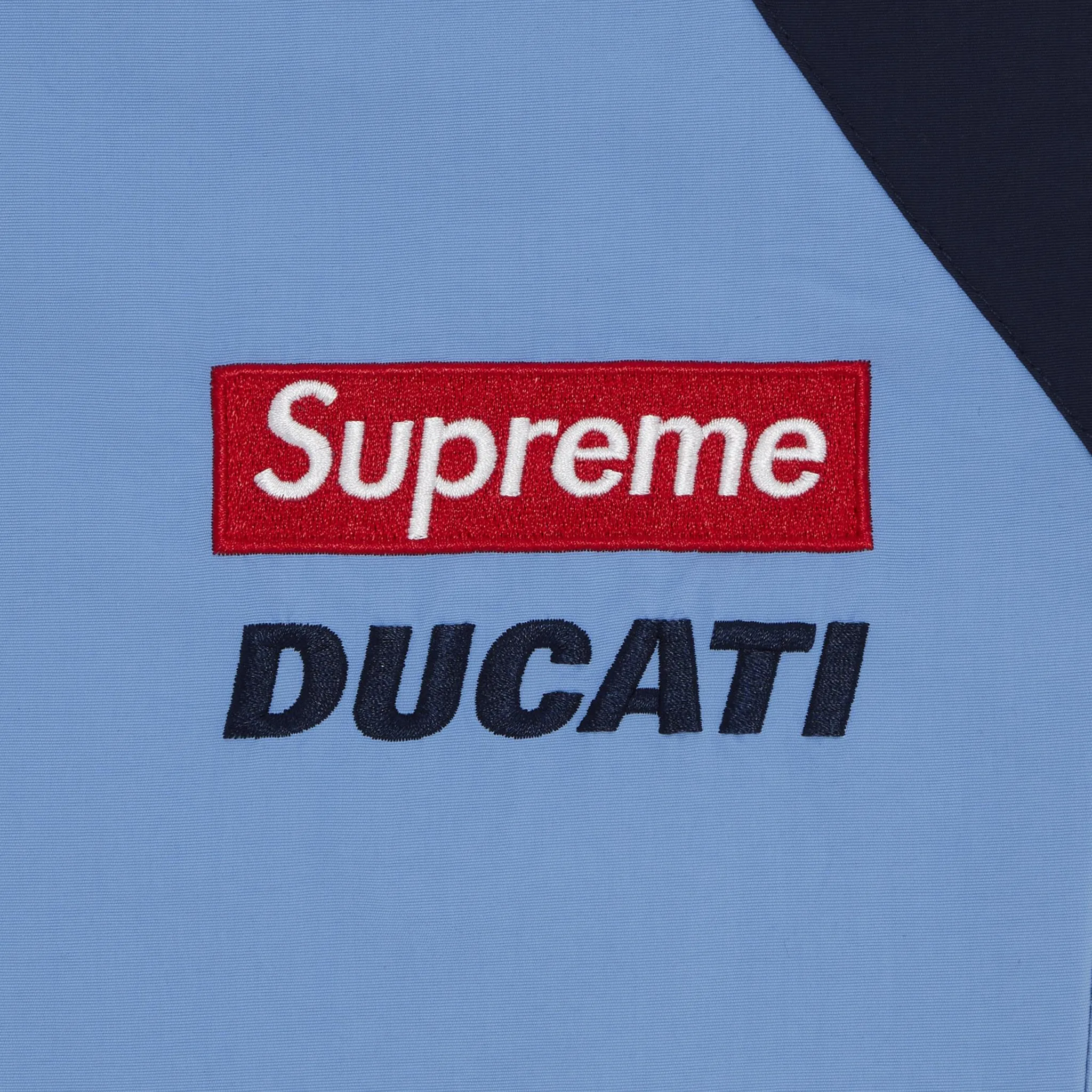 Supreme x Ducati Light Blue Track Pants - Men's Streetwear Joggers for Motorcycle Riding & Urban Fashion | Perfect for Biking, Gym & Casual Wear