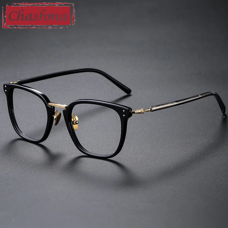 Unisex Square Acetate Titanium Frame Eyeglasses 82044 - Lightweight & Durable for Men & Women - Perfect for Reading, Work & Fashion Accessory