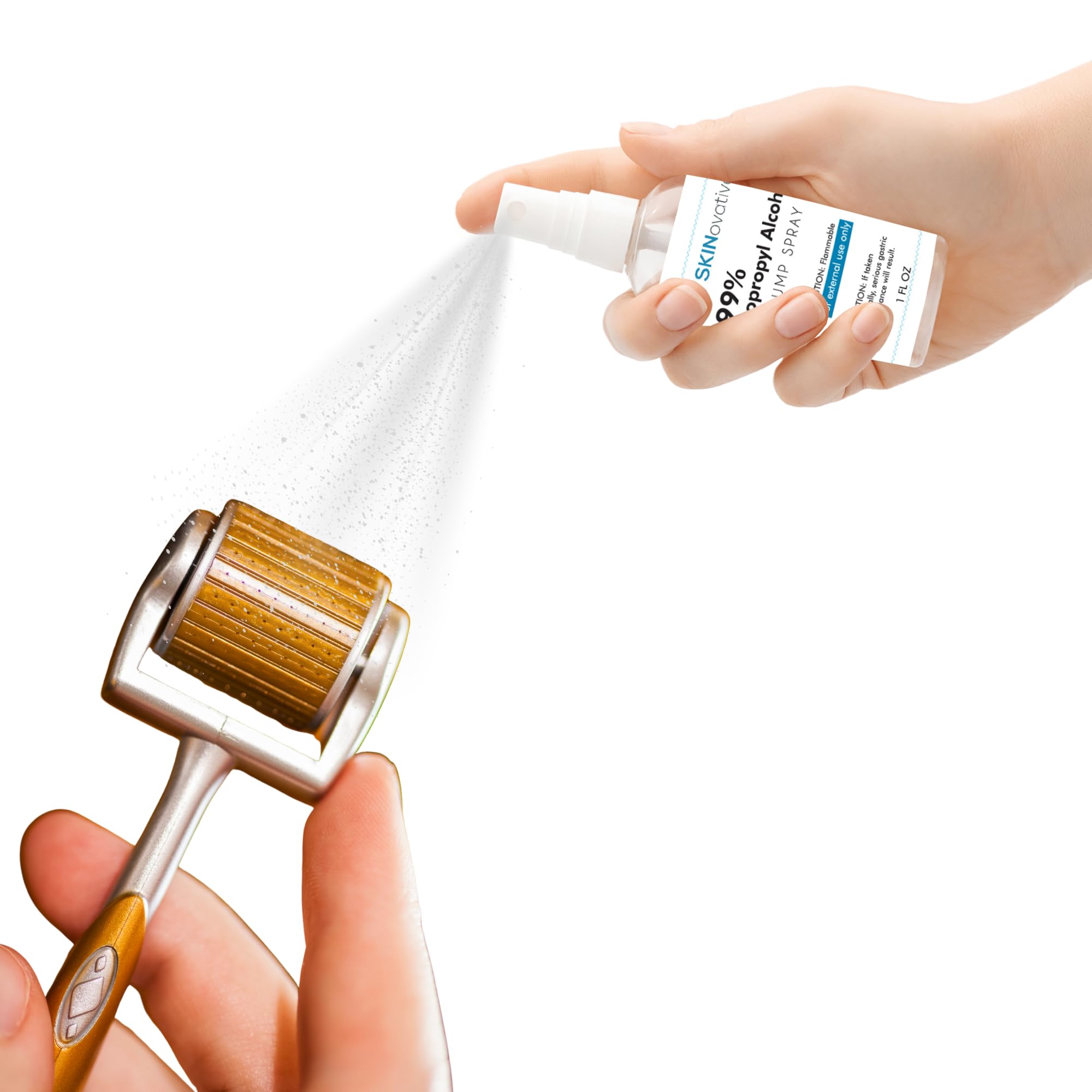 99% Isopropyl Alcohol Spray 1 Oz - Derma Roller Sterilizer for Microneedling - Fast Cleaning & Sanitizing Solution - Kills Germs on Contact - Safe Skin Care Tool Disinfectant - Perfect for Pre/Post Microneedling & Beauty Tool Sanitation