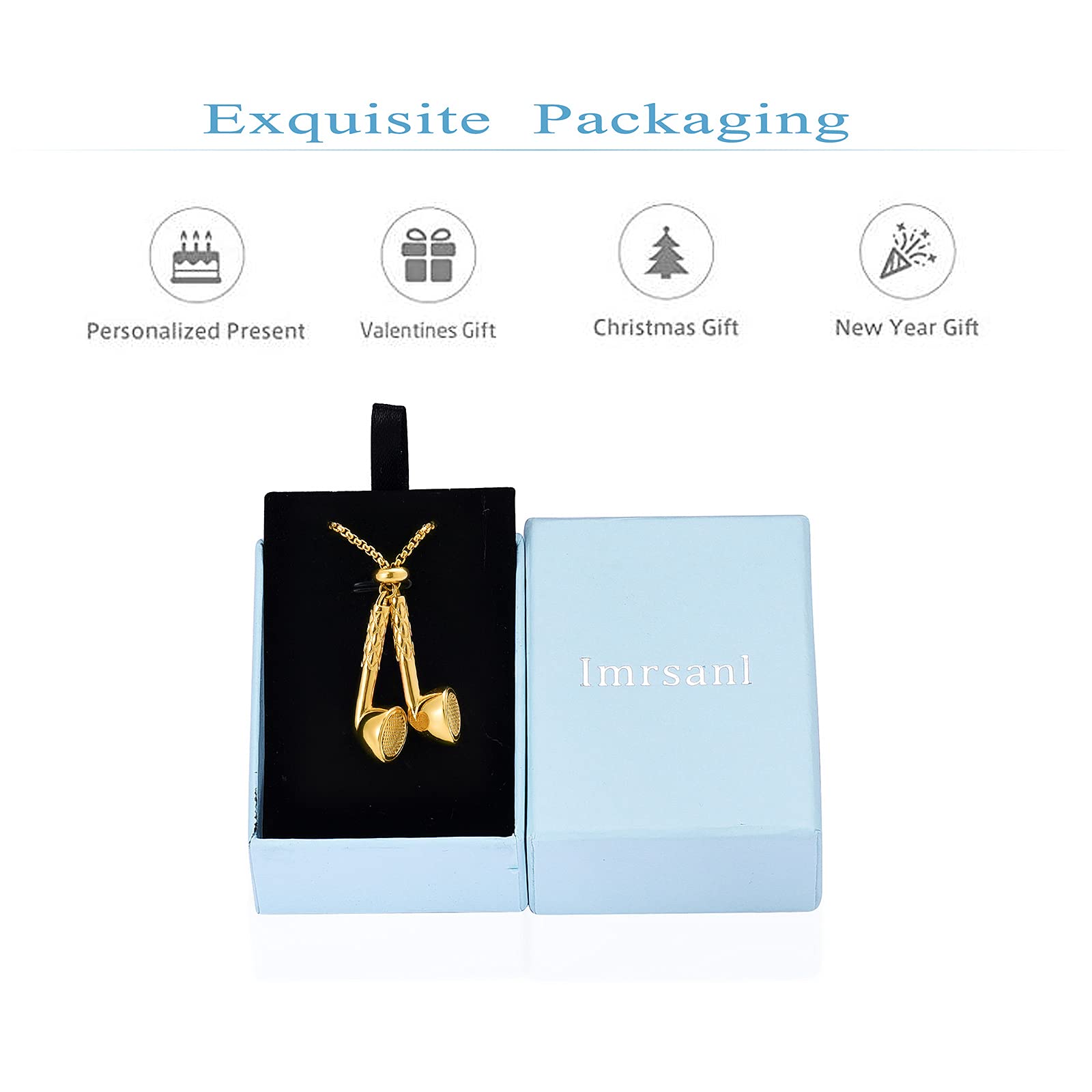 IMRSANL Stainless Steel Cremation Jewelry - Headphone Urn Necklace for Ashes, Memorial Keepsake Pendant with Music Theme - Perfect for Remembering Loved Ones, Grieving Process & Memorial Gifts