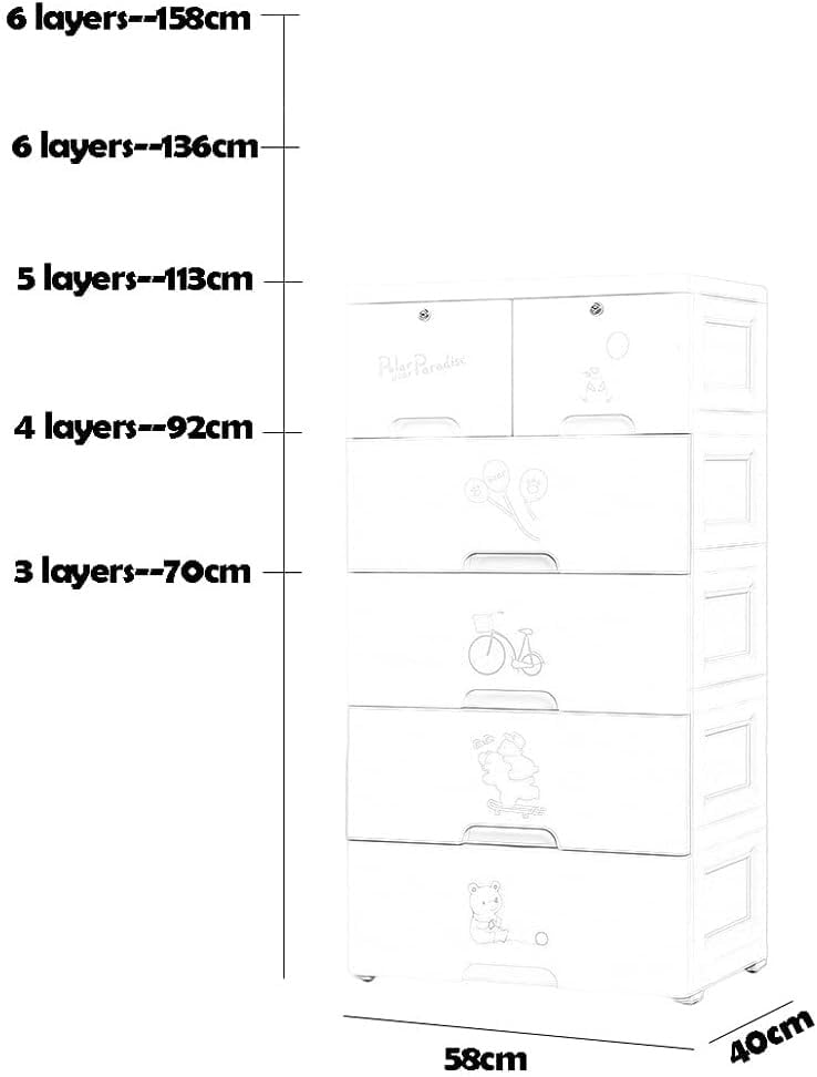 7-Layer Grey Plastic Storage Bins - Kids Wardrobe & Drawer Organizer for Home