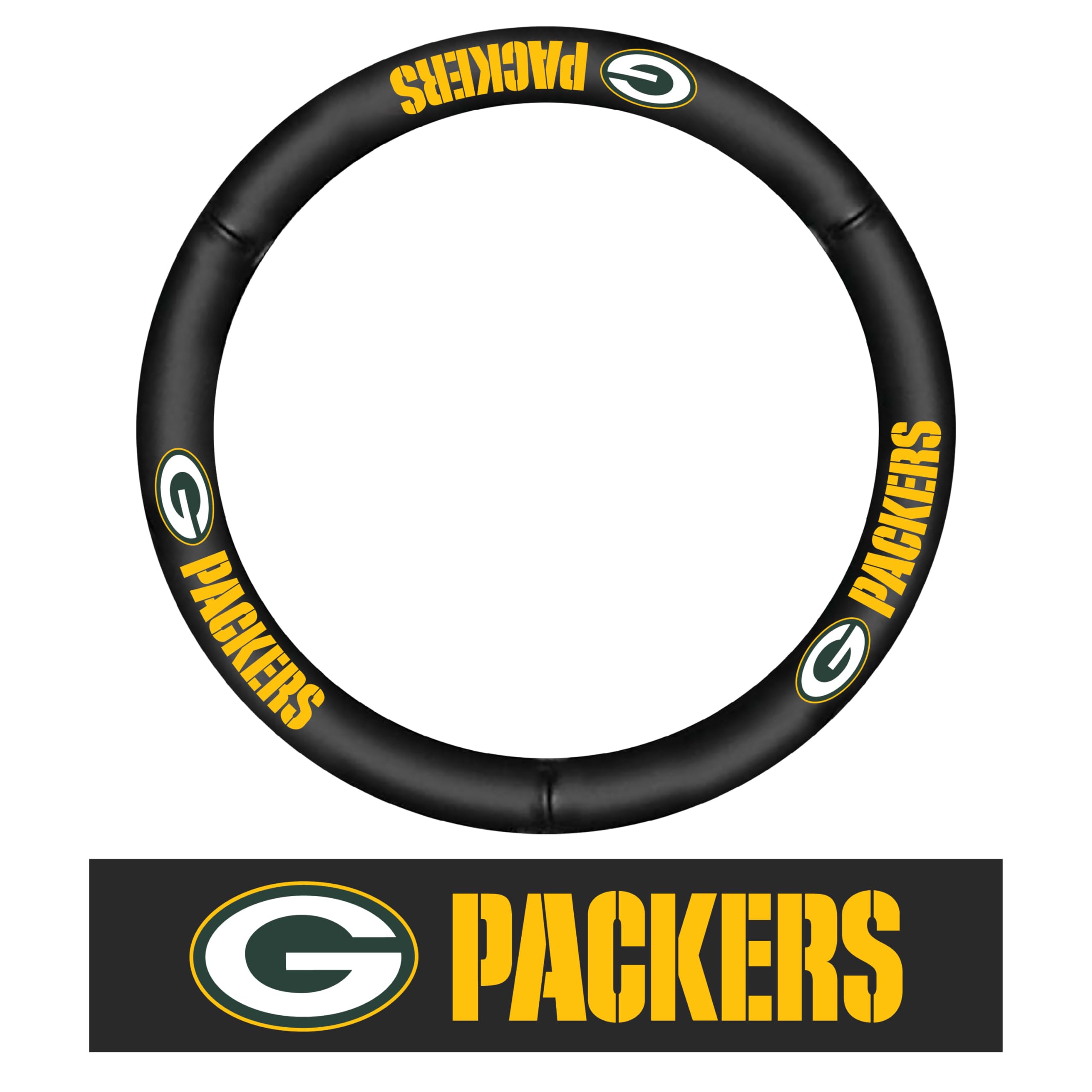 Green Bay Packers Genuine Leather Steering Wheel Cover - NFL Officially Licensed Car Accessory for Football Fans - Perfect for Game Day Tailgating and Team Spirit Driving