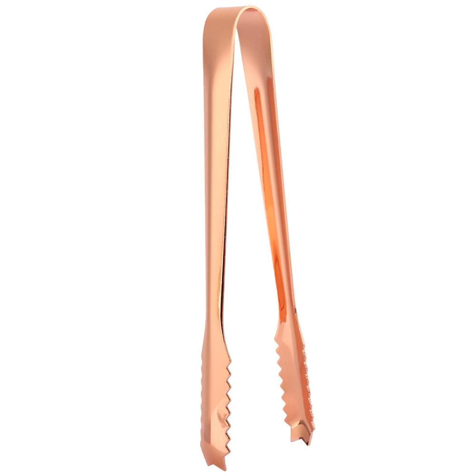 Acouto Stainless Steel Food Tongs with Serrated Tip - Copper-Plated Ice Clip for Cooking, Serving Seafood, BBQ, and Party Use - Perfect for Home, Restaurant & Bar