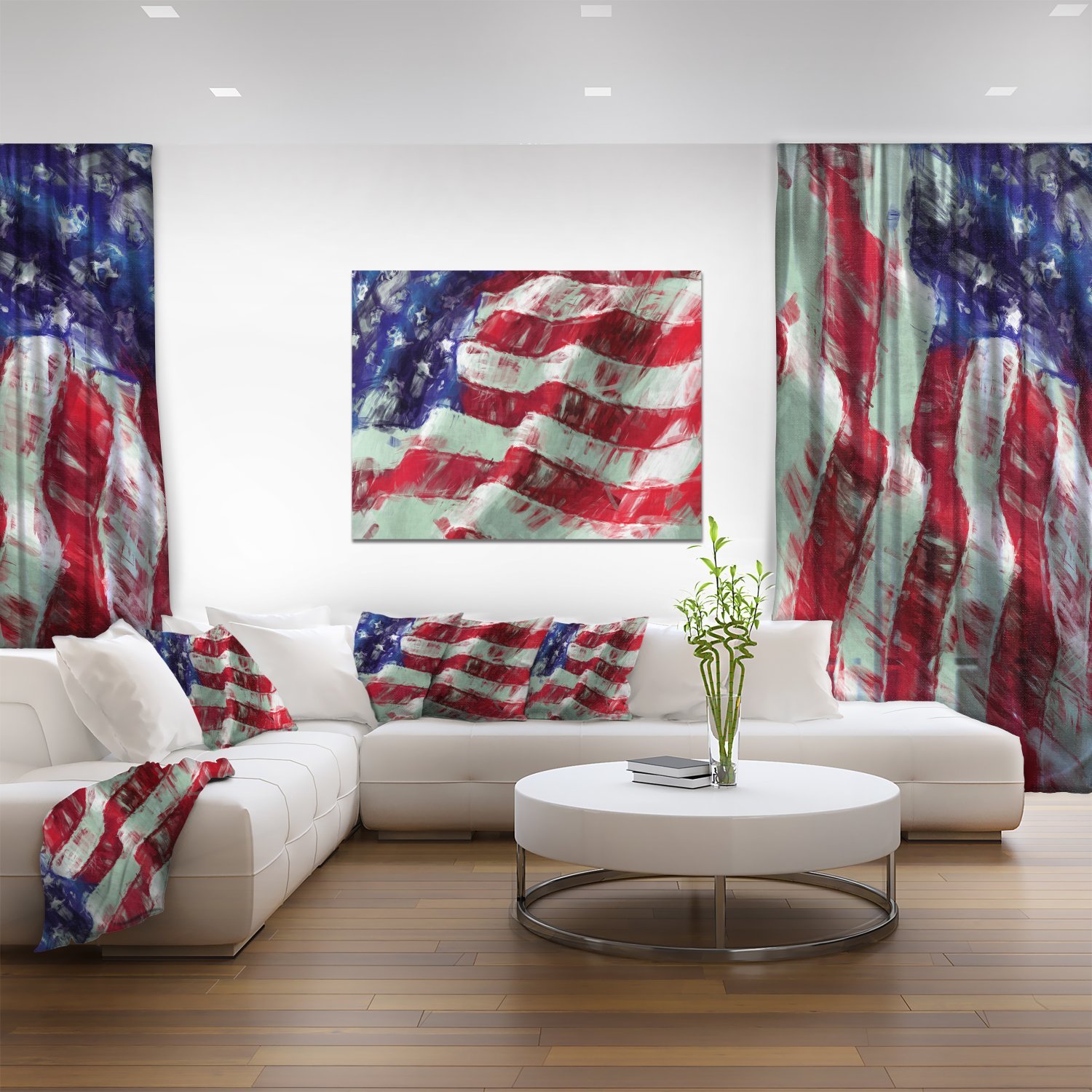 USA Flag Abstract Art Map & American Flag Canvas Print - Patriotic Wall Decor for Home, Office & Gifts