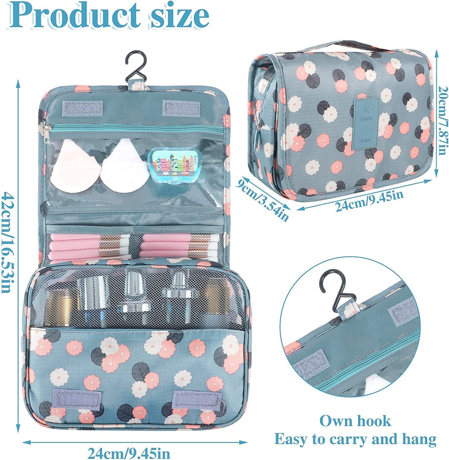Emergity Portable Travel Makeup Pouch - Waterproof Cosmetic Bag for Women | Vanity & Toiletry Organizer | Perfect for Travel, Gym, and Daily Use