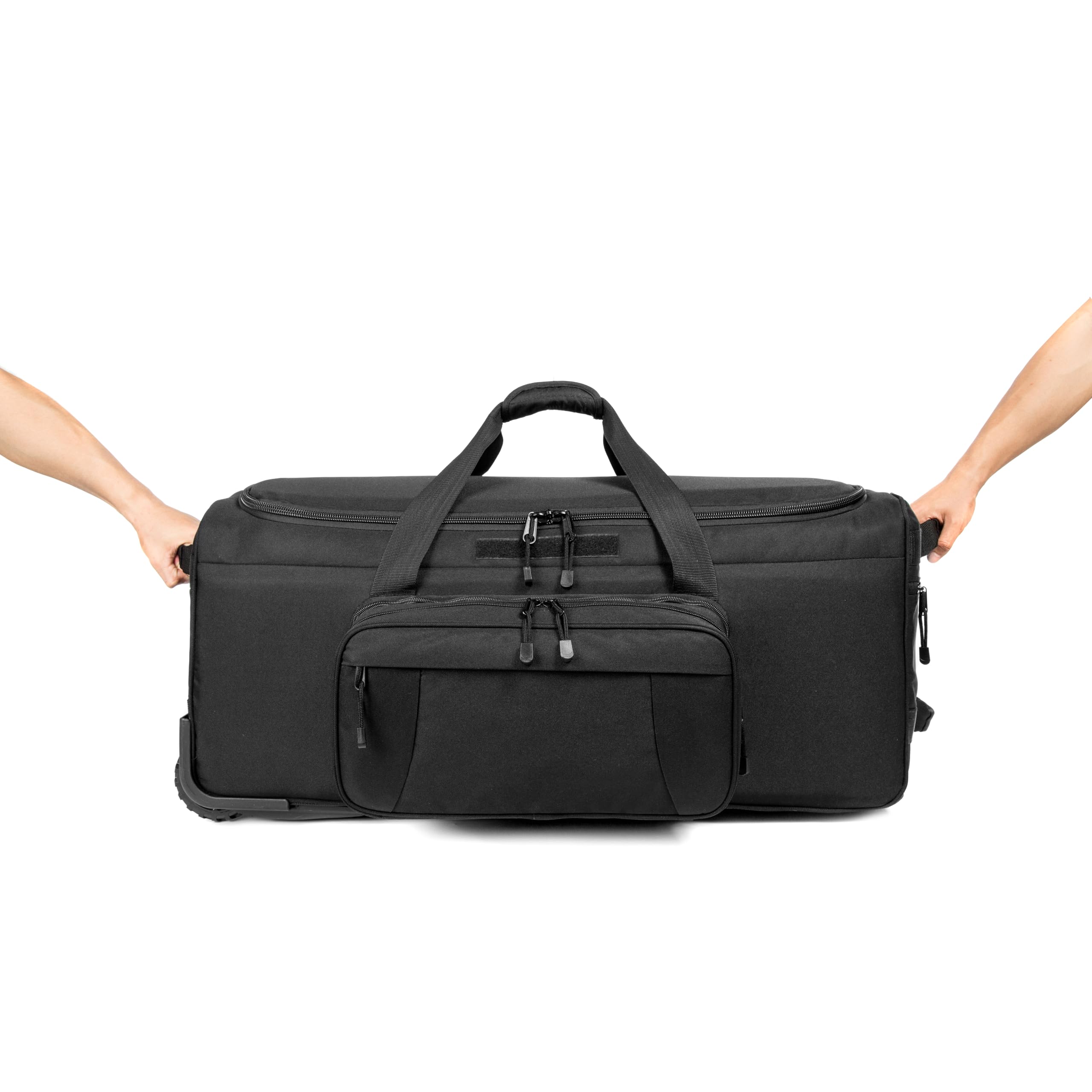120L Tactical Duffle Bag with Wheels - Large Rolling Military Gear Bag with Handle for Travel, Camping & Outdoor Adventures (Black)