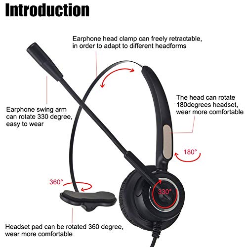 TriPro 4 Pin RJ9 Telephone Headset for Landline Desk Phones (H510-RJ) - Noise Cancelling Office Headset for Call Centers, Customer Service & Business Communications
