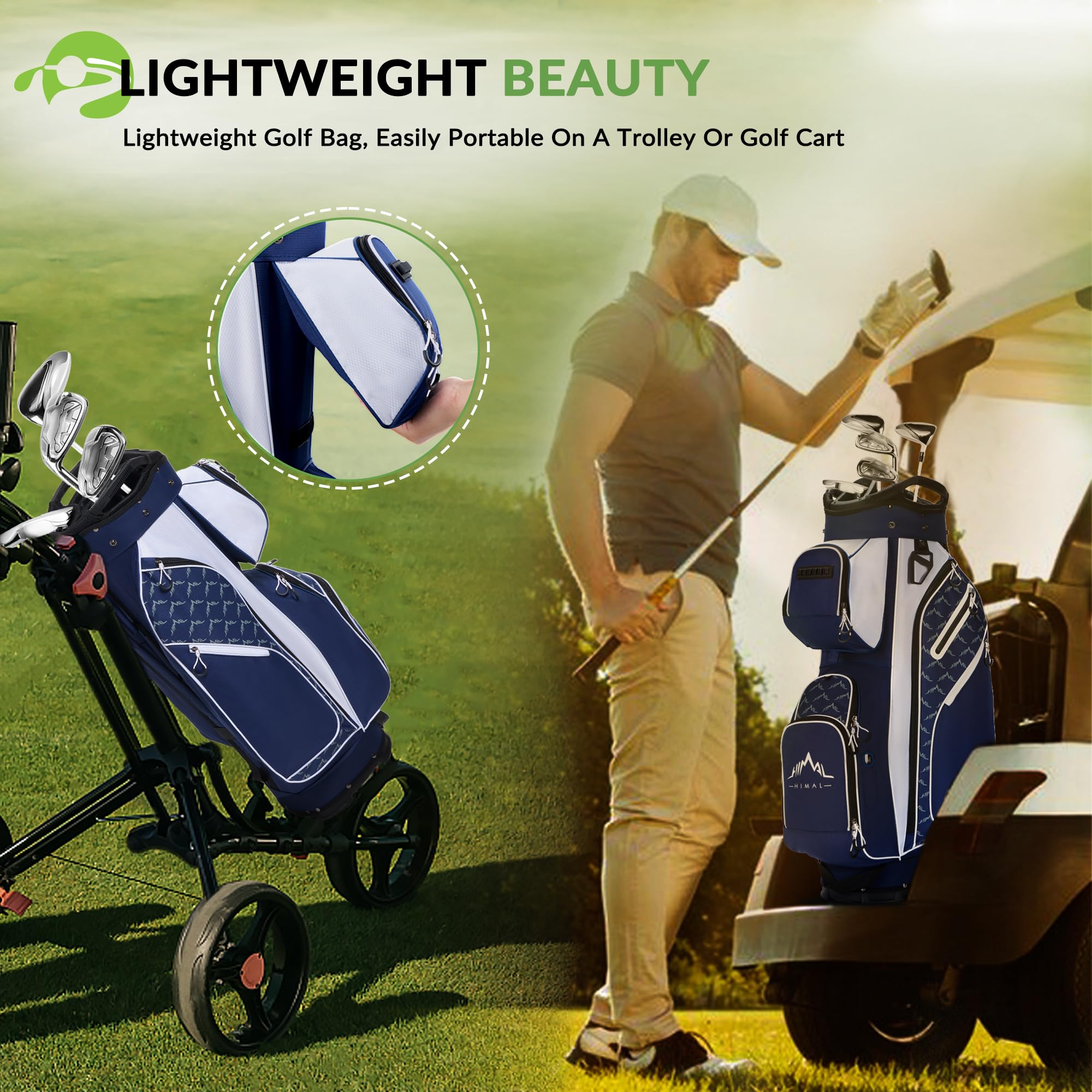 **14-Way Golf Cart Bag with Full-Length Divider Top, Multiple Pockets & Rain Cover – Durable Golf Bag for Men with Comfortable Handles – Perfect for Golf Courses, Driving Ranges & Tournaments**