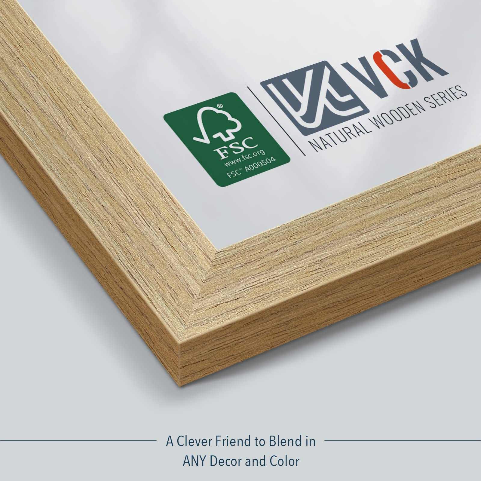 VCK 24x36 Poster Frame Set of 3 - Solid Oak Wood Picture Frames with Shatterproof Glass, Wall Art Gallery Display for Living Room, Bedroom & Office Decor