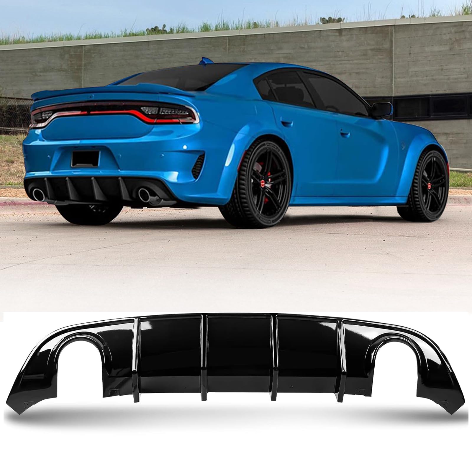 SRT Charger Rear Bumper Lip Diffuser for Dodge Charger 2015-2024 | OE Style Body Splitter Valance Spoiler | Enhances Aerodynamics & Sporty Look for Street Racing & Car Shows
