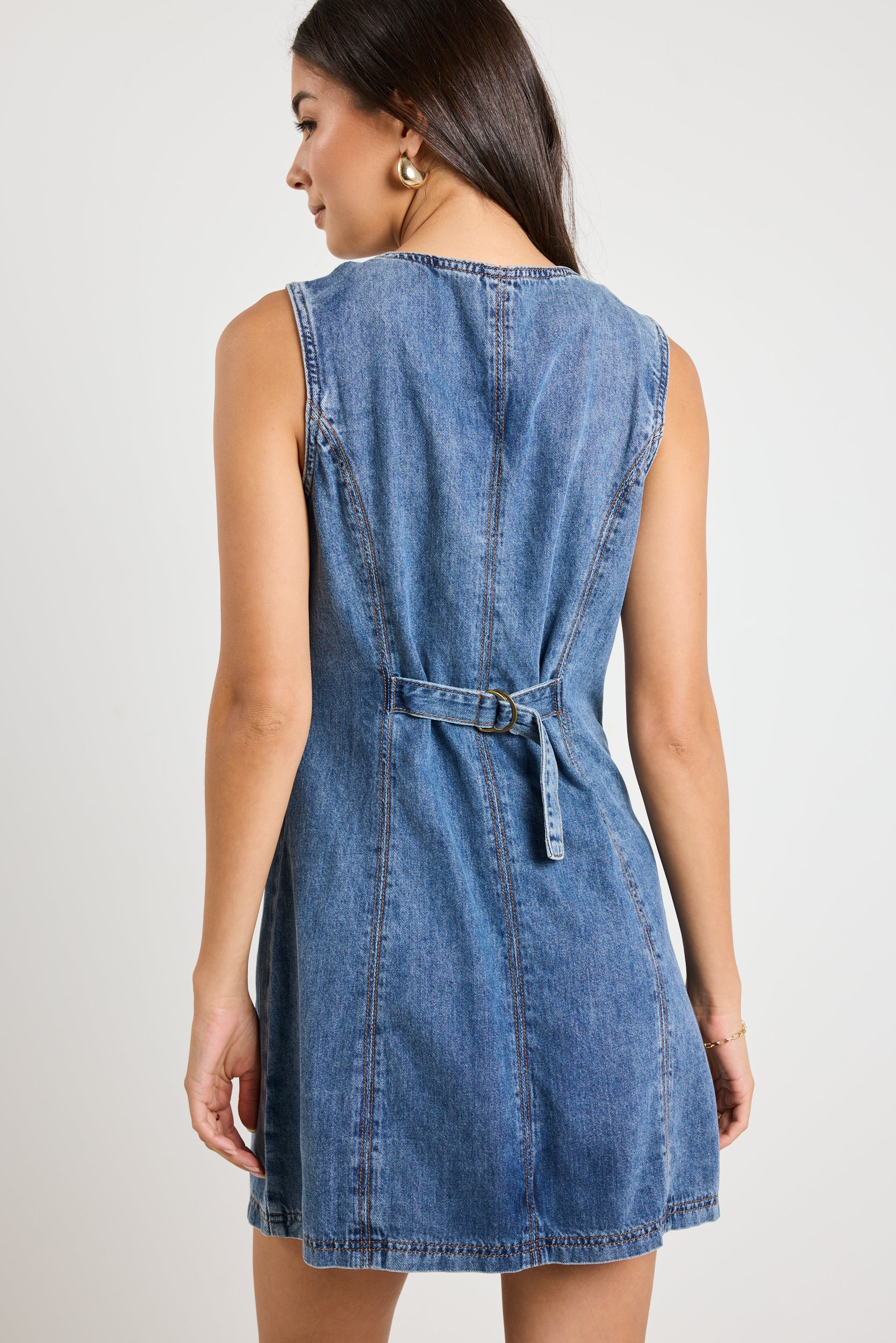 Stylish Avenue Mineral Blue Denim Mini Vest Dress for Women - Perfect for Casual Outings, Date Nights & Summer Fashion