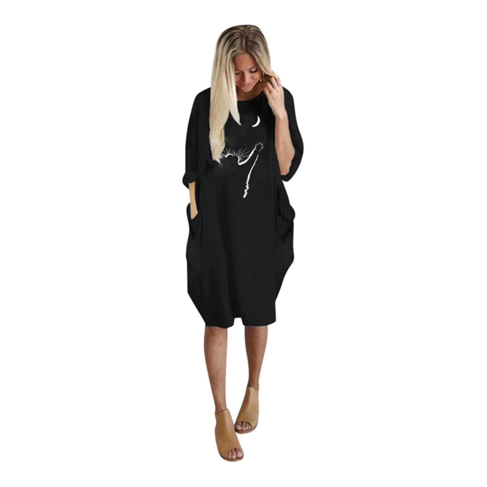 HAOREEKZ Women's Fall Dresses - Floral Print Long Sleeve Casual Dress with Pockets, Loose Fit Maxi Dress for Autumn | Perfect for Daily Wear, Office, Date Night and Weekend Outings