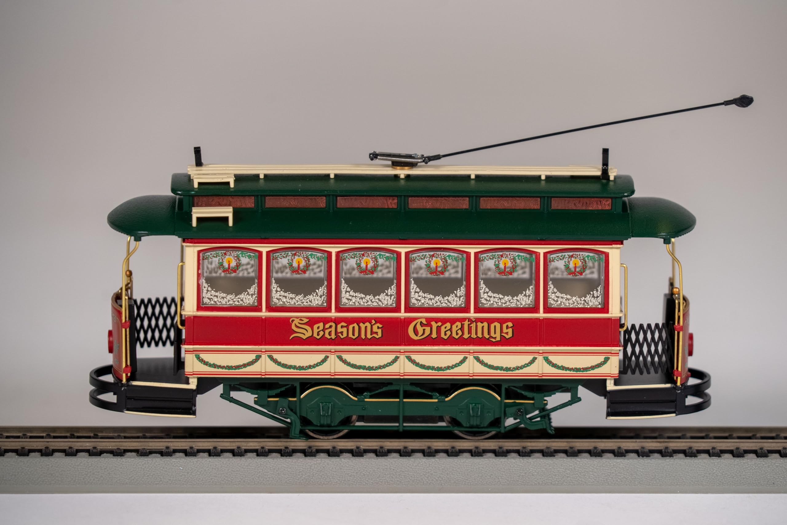 Closed Street Car Christmas - On30 Scale Model Train for Holiday Displays & Collectors | Perfect for Christmas Villages, Train Sets & Dioramas