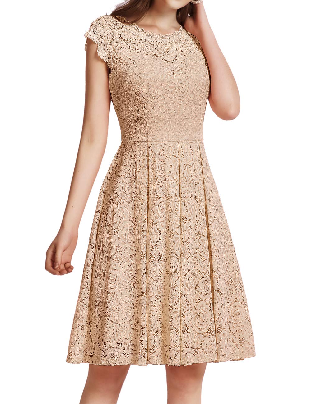 Meetjen Floral Lace Prom Graduation Cocktail Dress for Women - Elegant A-line Wedding Guest Dress for Special Occasions | Perfect for Parties, Dinners & Formal Events