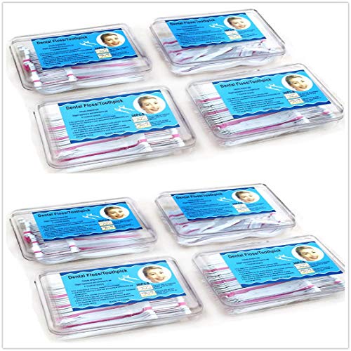 8 Pack Portable Dental Floss Picks with Threader - Mint Flavored Flossers for Teeth Cleaning, Food Removal & Oral Hygiene - Perfect for Travel, Home & Office Use