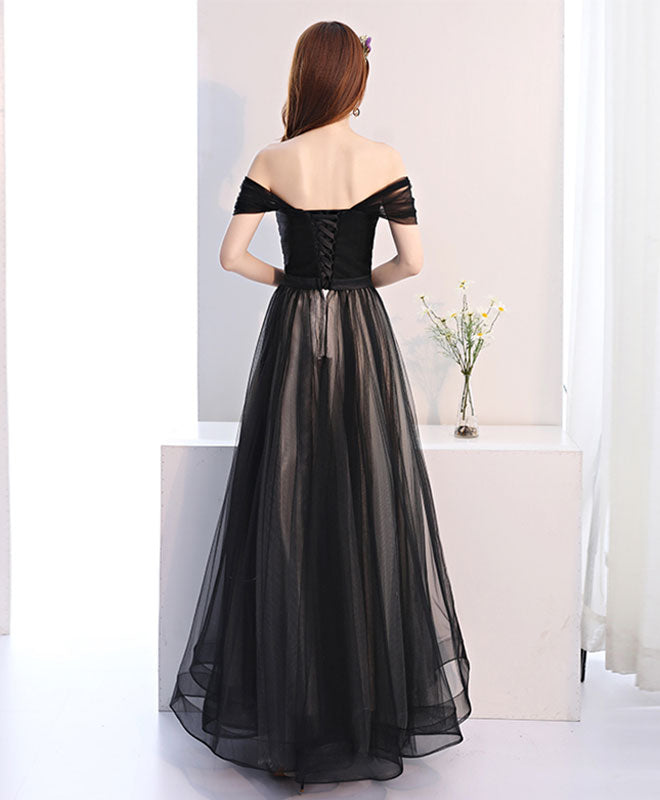 Elegant Black Off-Shoulder Long Prom Dress - Formal Evening Gown for Homecoming, Wedding & Special Occasions