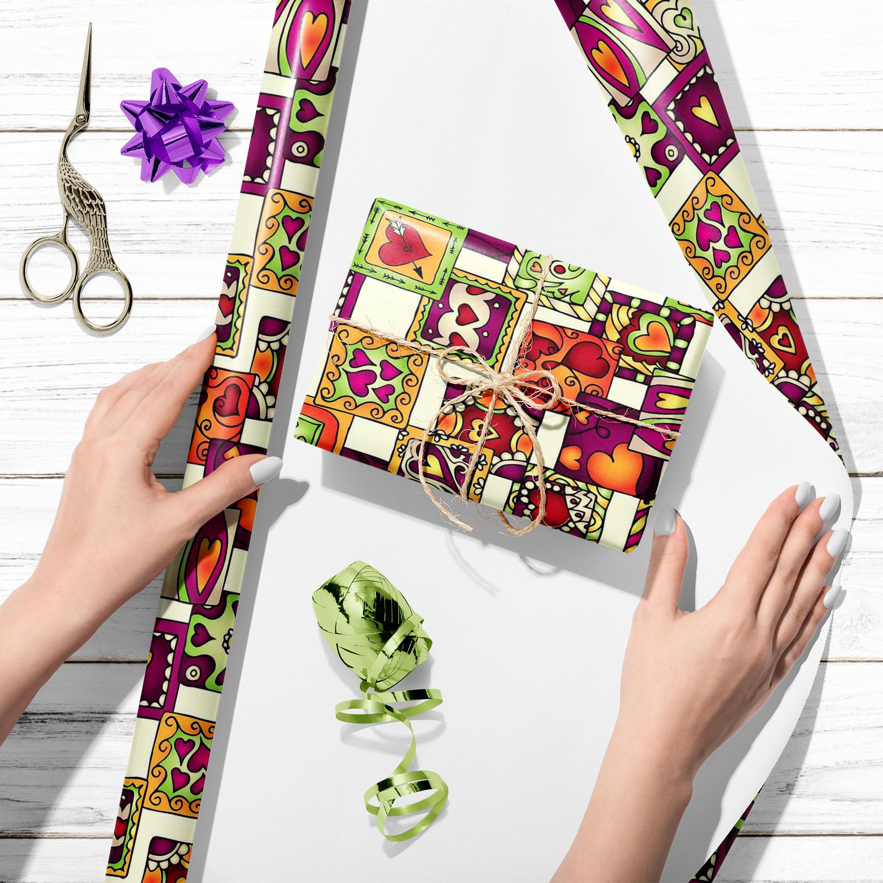 ArtzFolio Doodle Hearts D3 | Premium Art & Craft Gift Wrapping Paper | Smooth Plain Finish | 19 x 13 Inch (48 x 33 cm) - Set of 2 Sheets | Perfect for DIY Scrapbooking, Birthday Presents & Party Decorations