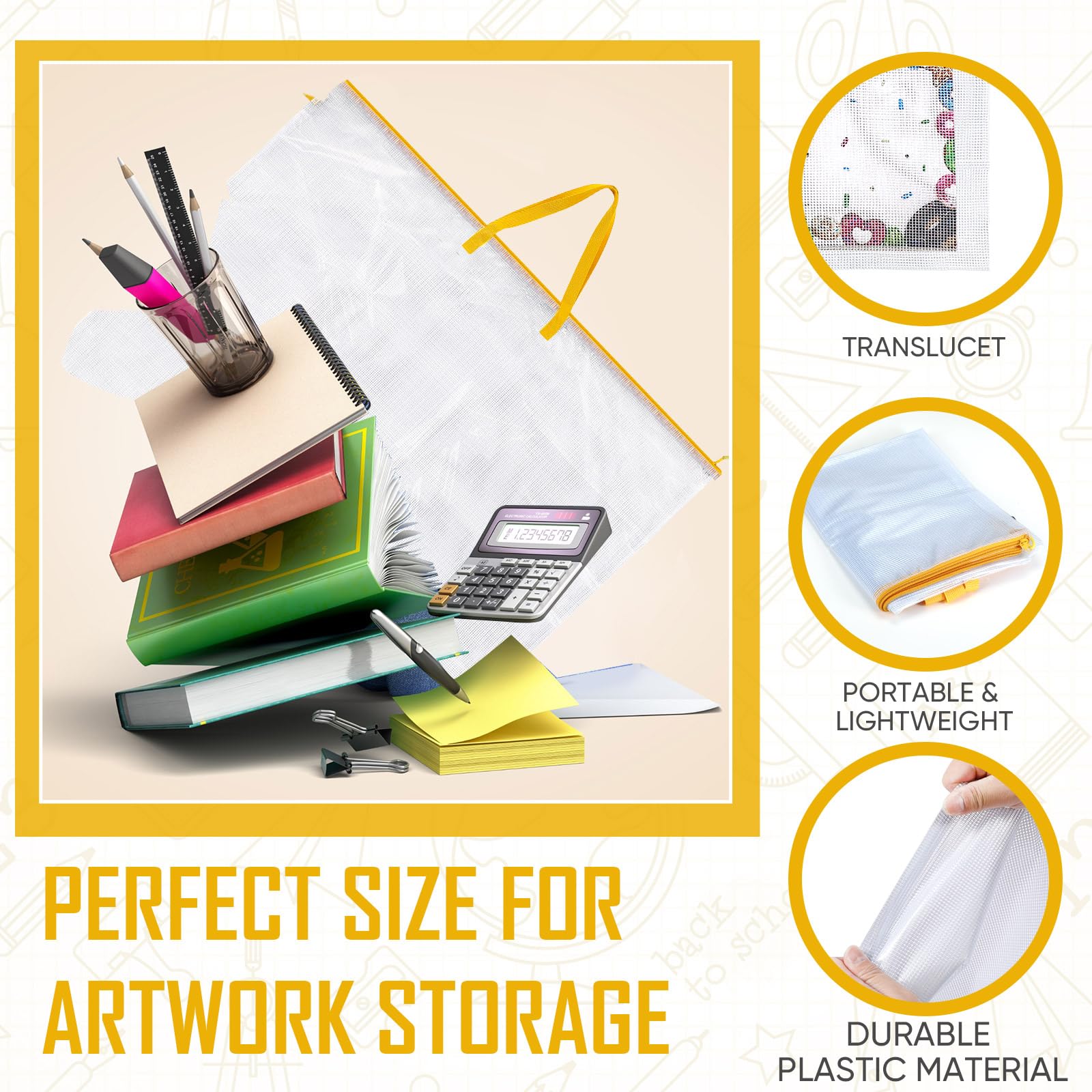 36 x 48 Inch Large Art Portfolio Case - Waterproof Art Storage Bag with Handle for Posters, Drawings & Bulletin Boards - Perfect for Artists, Students & Office Presentations