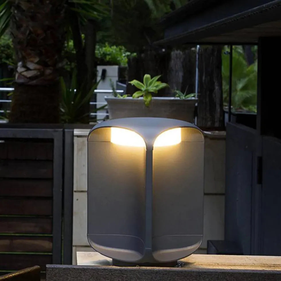 Modern Black Cylinder Outdoor Floor Lamp - Sleek Pathway Lighting for Patio, Garden, and Deck | Weather-Resistant & Durable Design