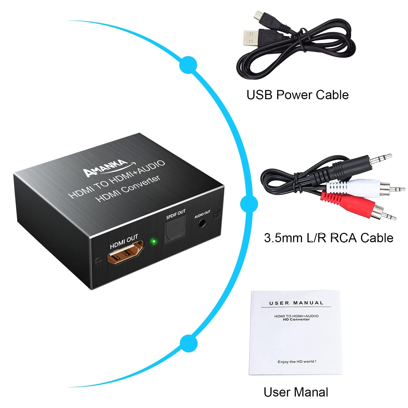 4K HDMI Audio Extractor with Optical & 3.5mm AUX Output - Supports PCM, DTS 5.1, HDCP, Dolby Digital - Convert HDMI to Optical/Headphone Audio (Black) - Perfect for Home Theater, Gaming & TV Sound Systems