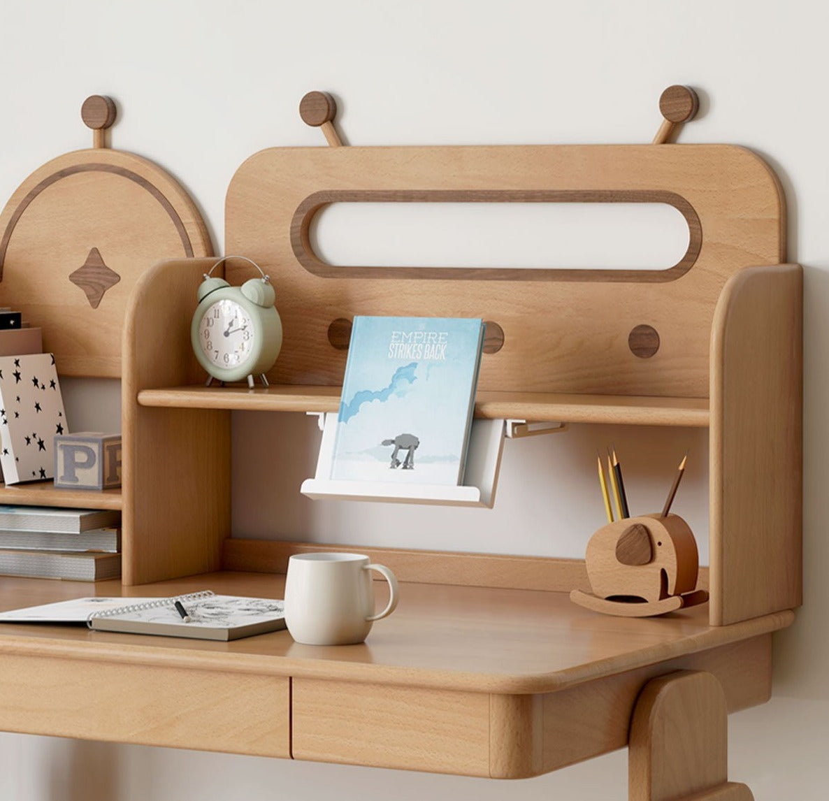 Premium Oak & Beech Solid Wood Multi-Layer Desktop Shelf - Sturdy & Stylish Organizer for Home Office, Study, or Workspace - Perfect for Books, Plants, and Office Supplies