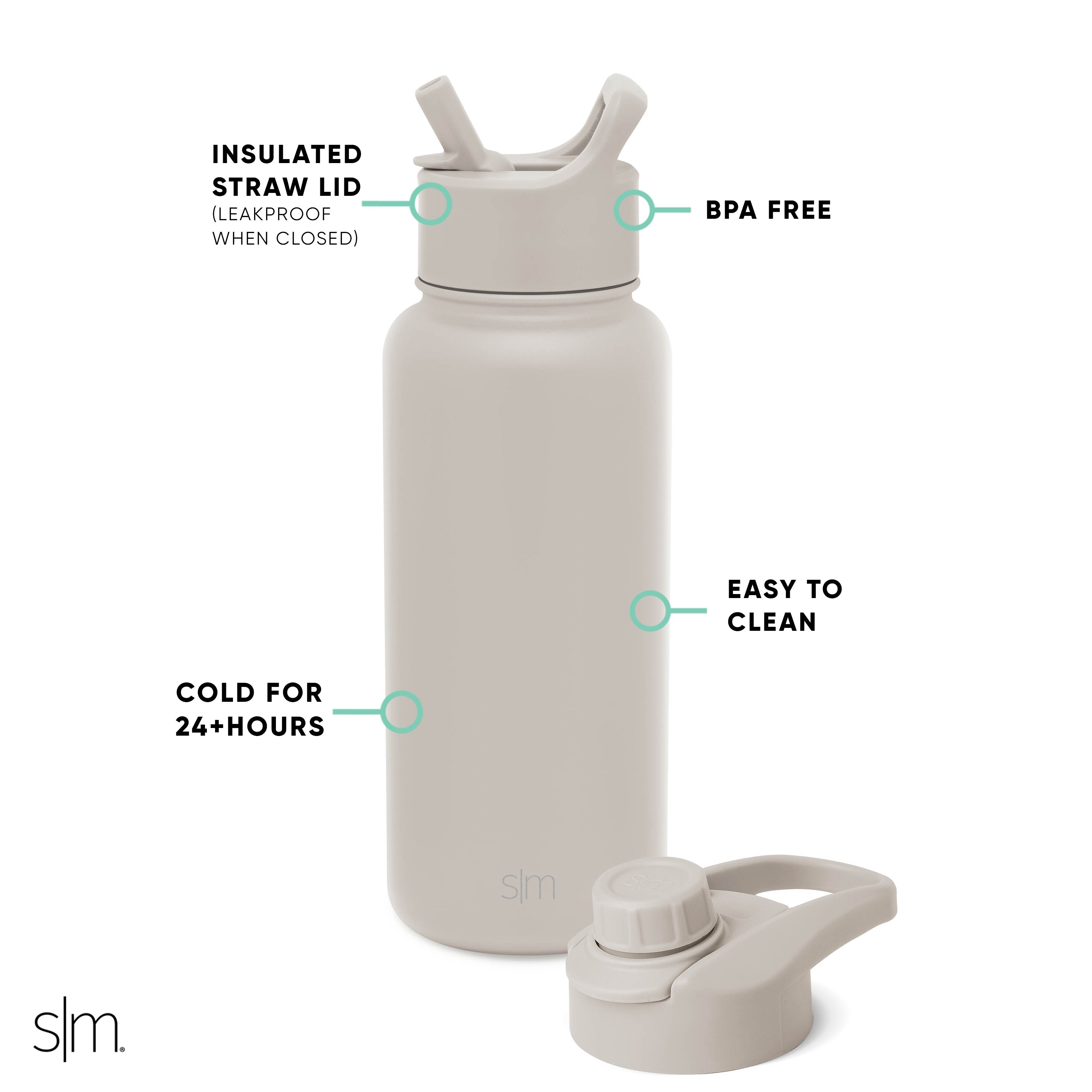 Summit Insulated Water Bottle with Straw & Chug Lid - 32oz Leakproof Stainless Steel Thermos for Gym, Hiking & Outdoor Activities