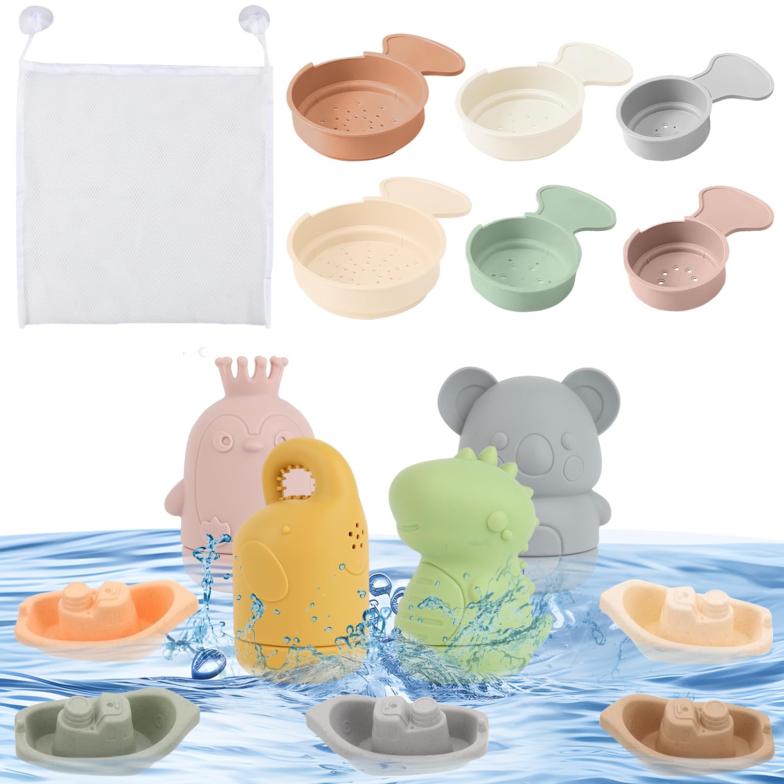 UOY Baby Water Toys for 1+ Year Old - Safe Silicone Bath Toys for Toddlers & Kids - Fun Water Play Gifts for Boys & Girls - Perfect for Bathtime, Pool, Beach & Outdoor Water Activities