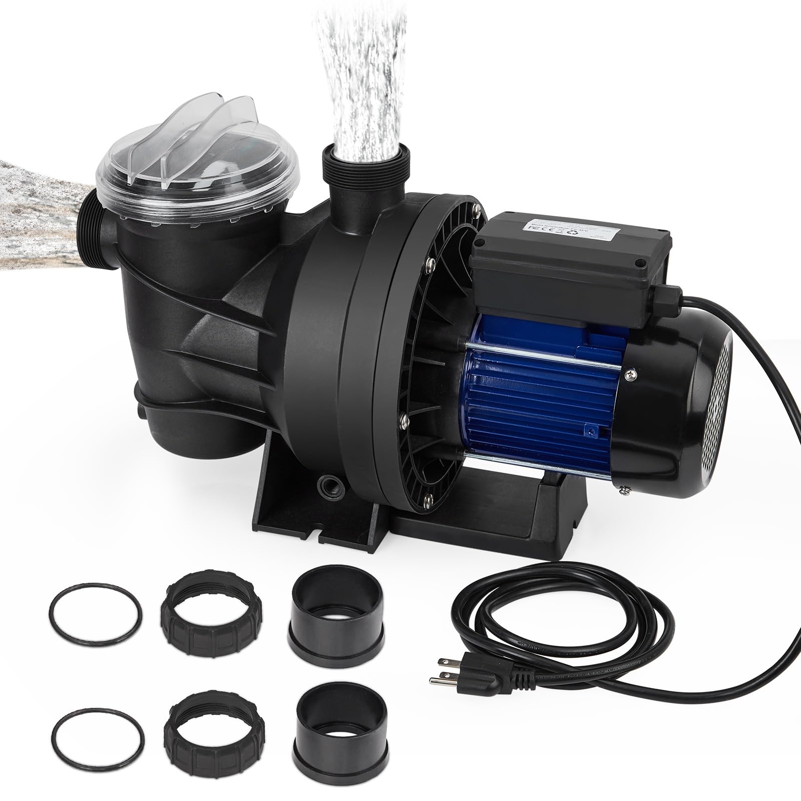 1.6HP High Flow Swimming Pool Pump - 6075GPH, 1200W/115V Single Speed Water Pump for Inground & Above Ground Pools with Filter Basket | Powerful Priming, Low Noise | Perfect for Family Backyard, Vacation Homes & Commercial Pools