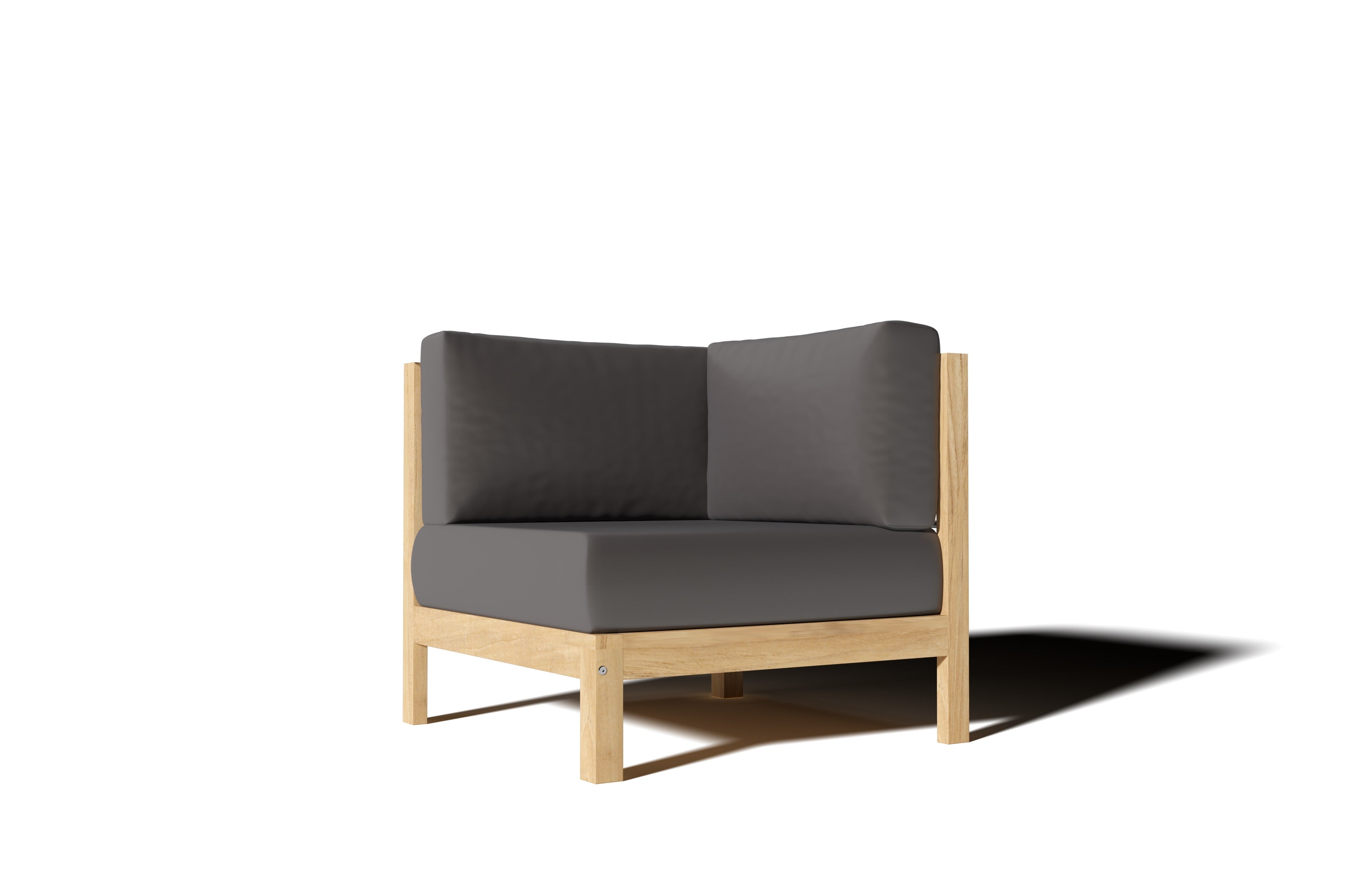 Premium Leon Teak Outdoor Sectional Corner Sofa with Sunbrella Charcoal Cushion - Waterproof & UV Resistant Patio Furniture for Backyard, Poolside & Garden Relaxation