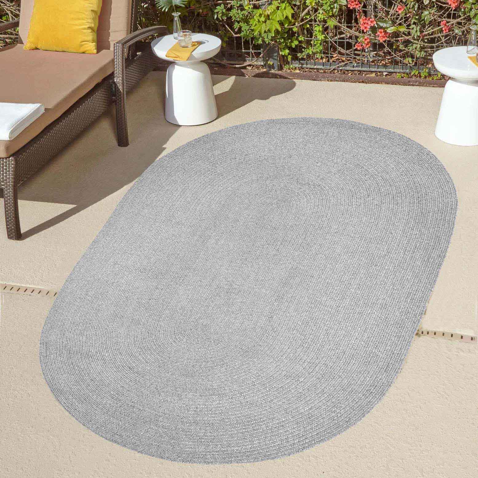 Classic Braided Area Rug - Non-Slip Indoor/Outdoor Oval Rug for Living Room, Bedroom, Patio & Deck - Soft & Durable Home Decor