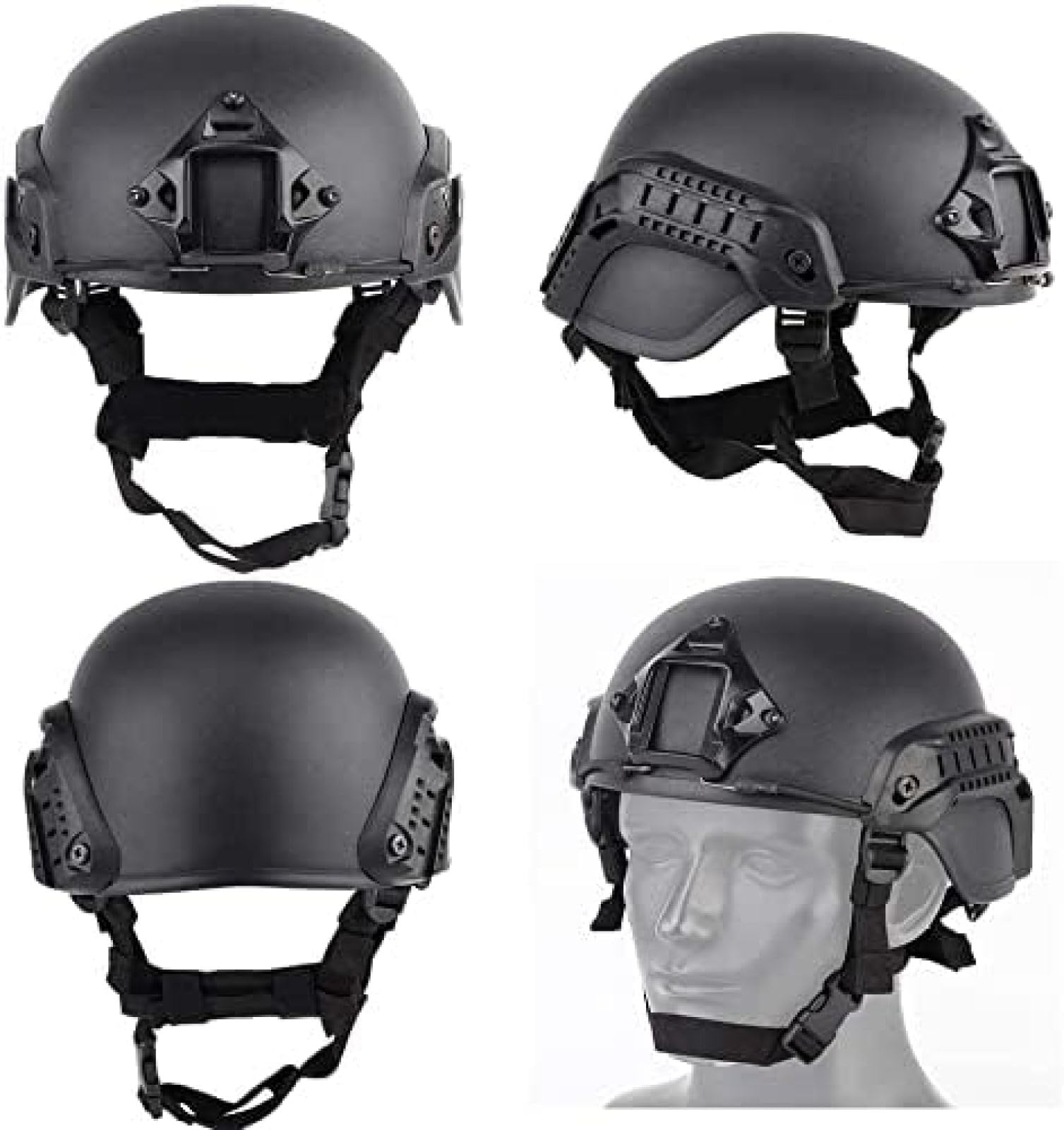 Full Face Tactical Mask with Goggles & ACH Helmet for Airsoft, Paintball, CS Games - Adjustable 30x19cm (Black) - Perfect for Outdoor Combat Sports & Military Simulation