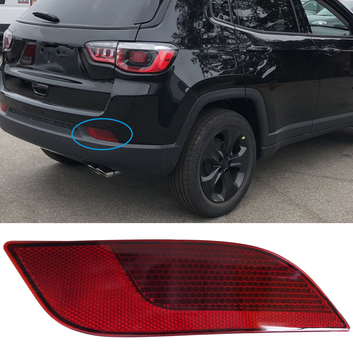 GSRECY Replacement Rear Bumper Trim Reflector Light Assembly - Red Right Side Compatible with Jeep Compass 2017-2021 Models | Perfect for Night Driving Safety & Off-Road Adventures